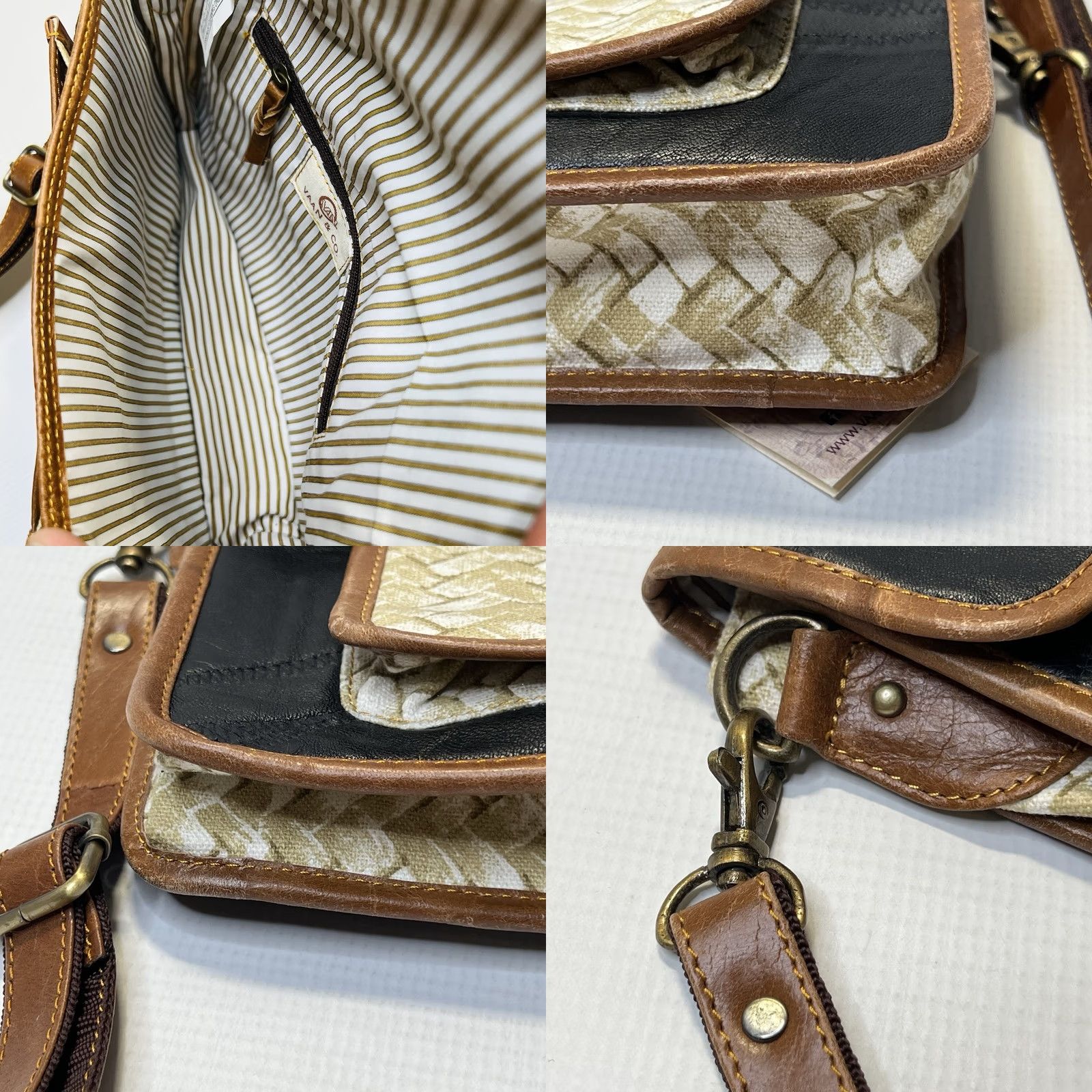 CO Vaan & Co Wide Crossbody Bag Purse Leather Fabric Black Basket Weave NEW Crossbody Bag Womens Small Multicolor Canvas Leather Based on Original Title Size ONE SIZE - 8 Thumbnail