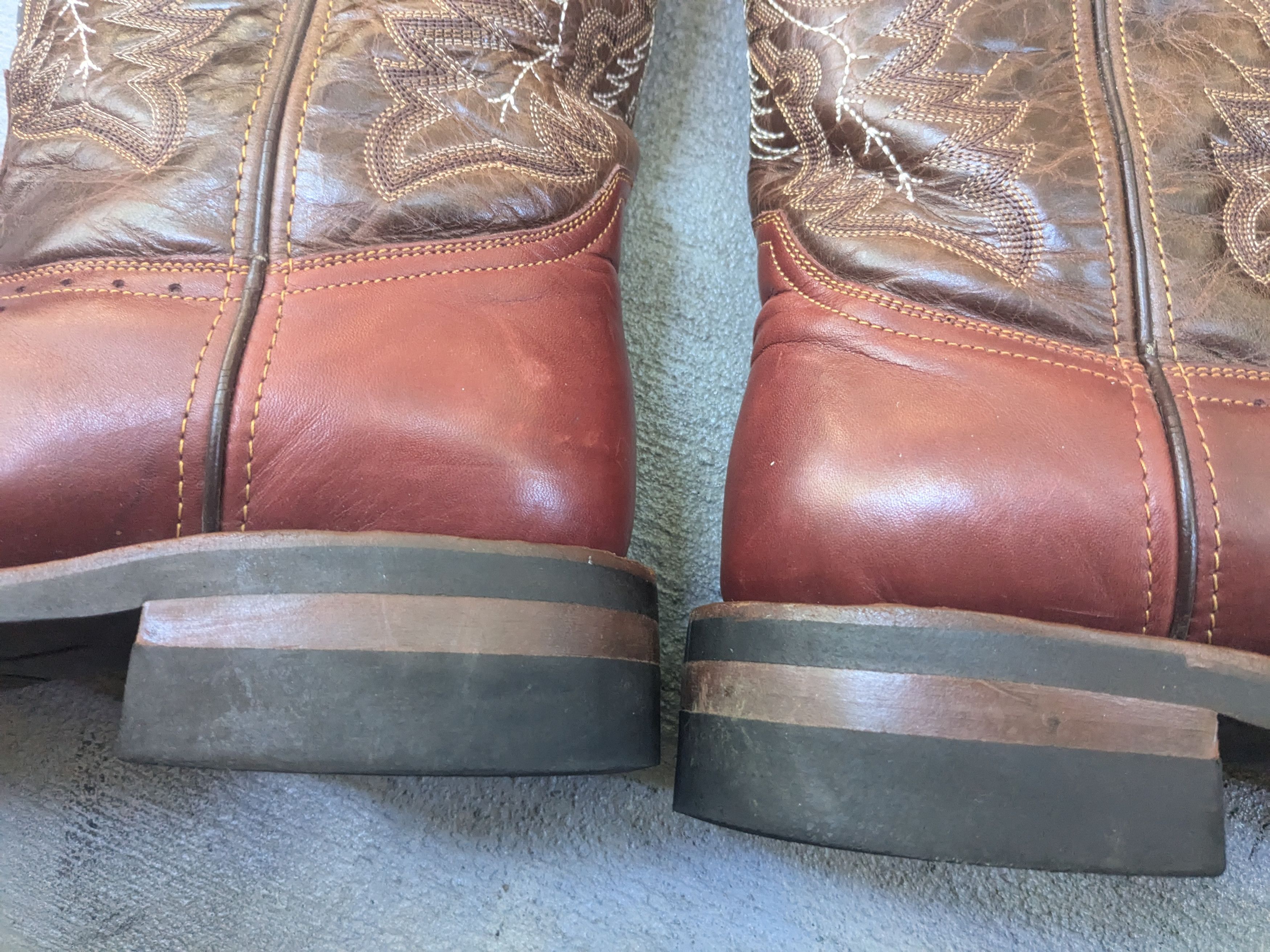 Genuine Leather Denver Cowboy Boots Brown Leather Black 11 Square Toe Rubber Size US 11 / EU 44 - 8 Thumbnail