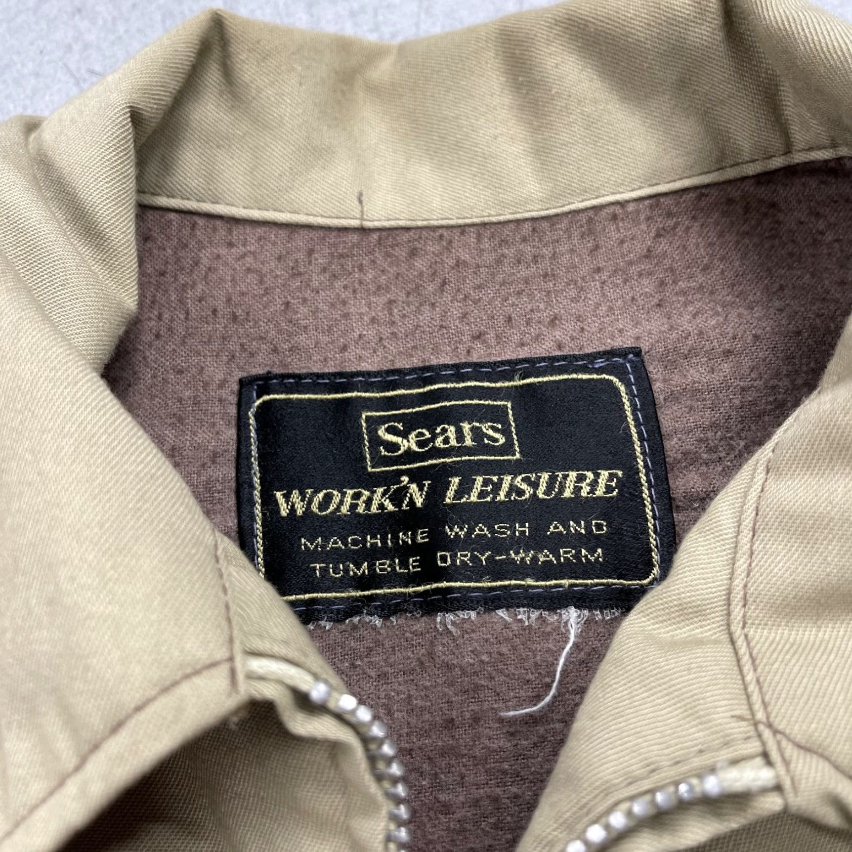 Sears VINTAGE Sears Jacket Mens L Beige Bomber Zip 70s Full Zip Zipper Cotton Blend Regular Coat Style Jeans? Size US L / EU 52-54 / 3 - 6 Thumbnail
