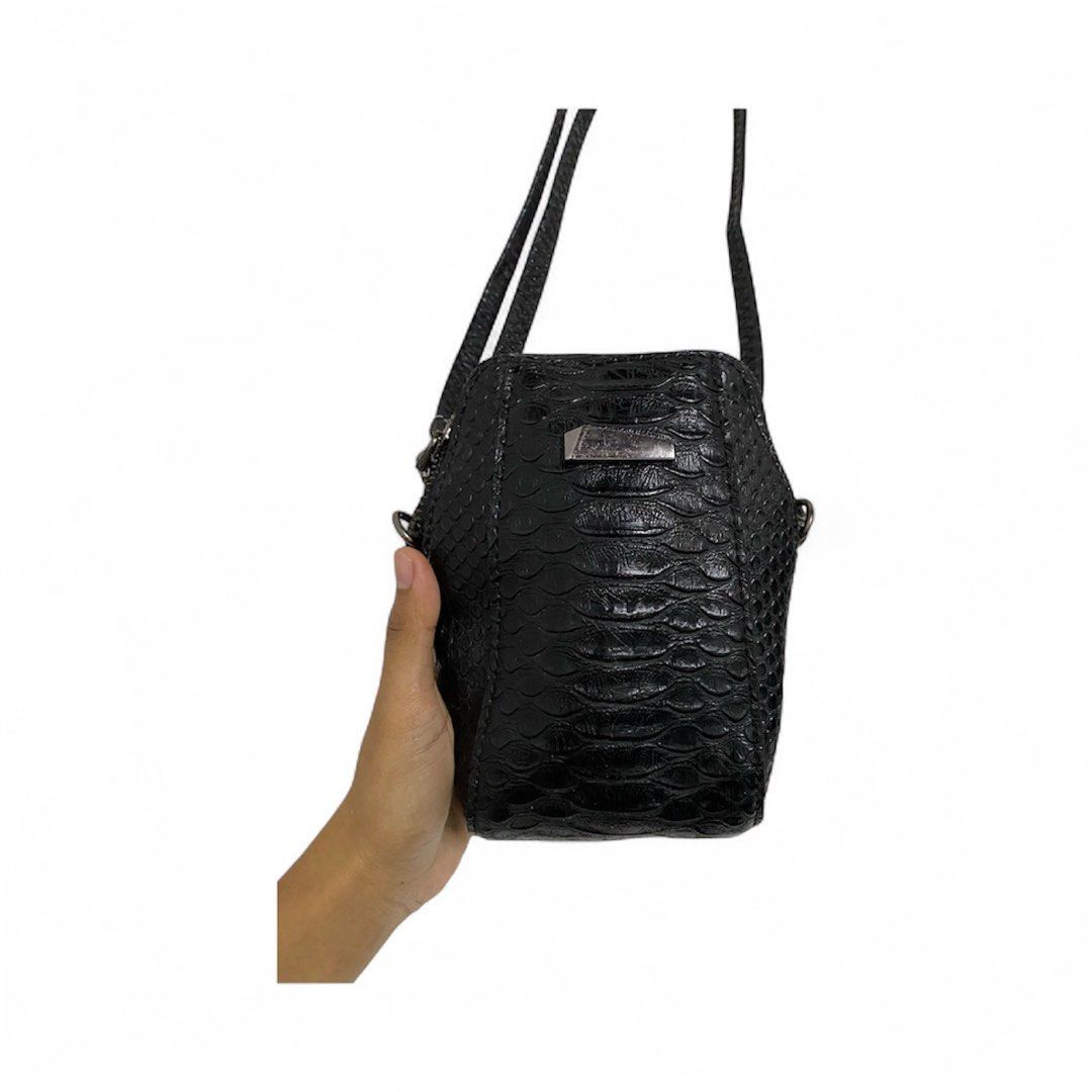 Black Crocodile Design crossbody bag