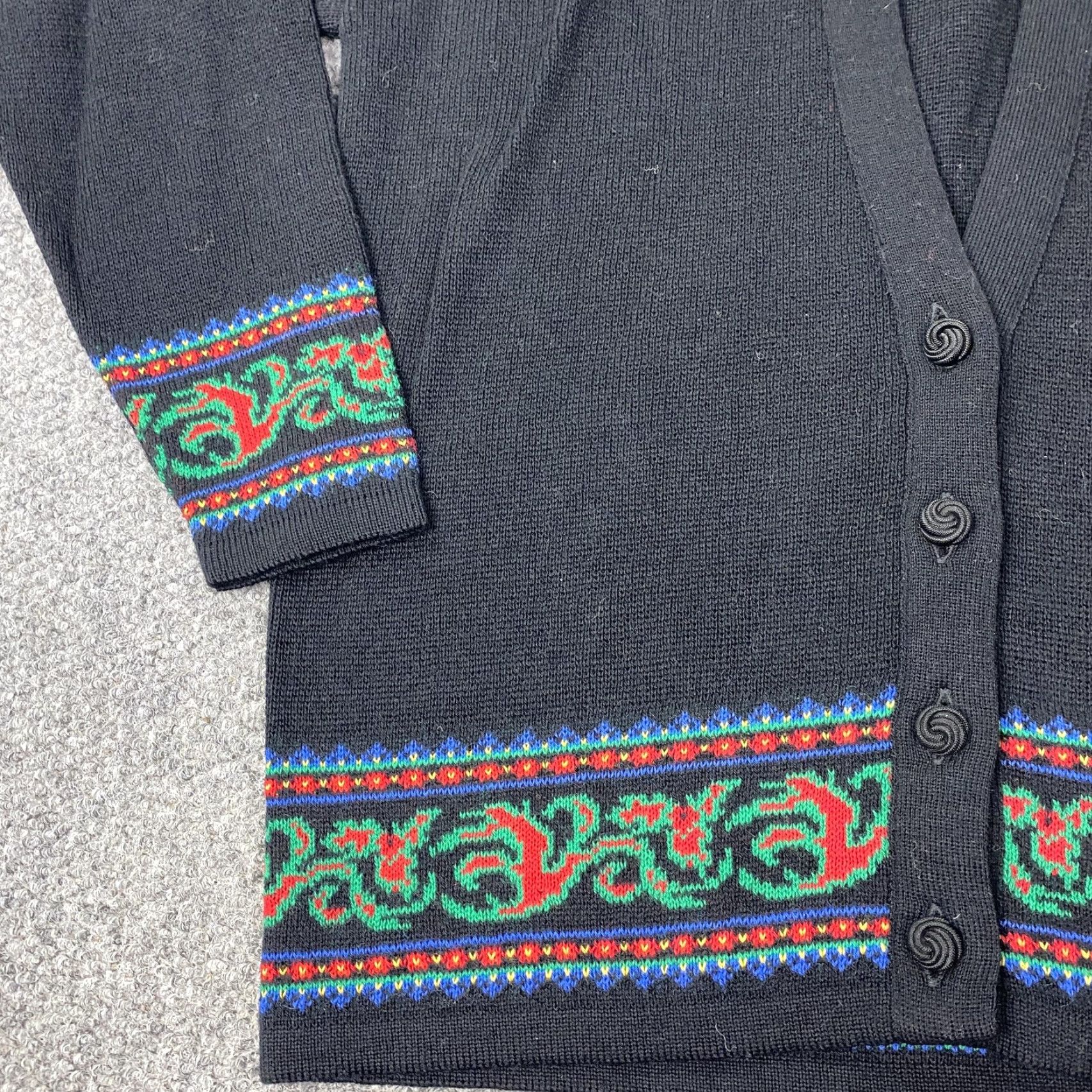Pendleton VINTAGE Pendleton Cardigan Shirt Womens Large Black Wool Fair Isle 60s 70s Ladies Cardigan Shirt Size L / US 10 / IT 46 - 3 Thumbnail