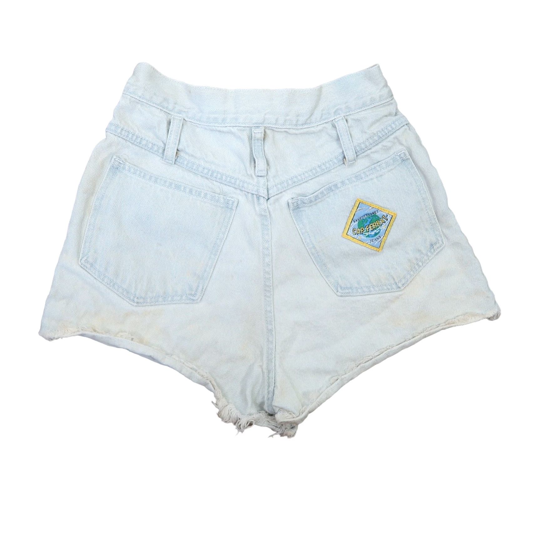 Vintage VINTAGE 80s Cap Ferrat light wash denim high rise shorts 24" XS Women Cut-Off 100% Cotton Summer Spring Blue Jeans Womens Size 26" / US 2 / IT 38 - 3 Thumbnail