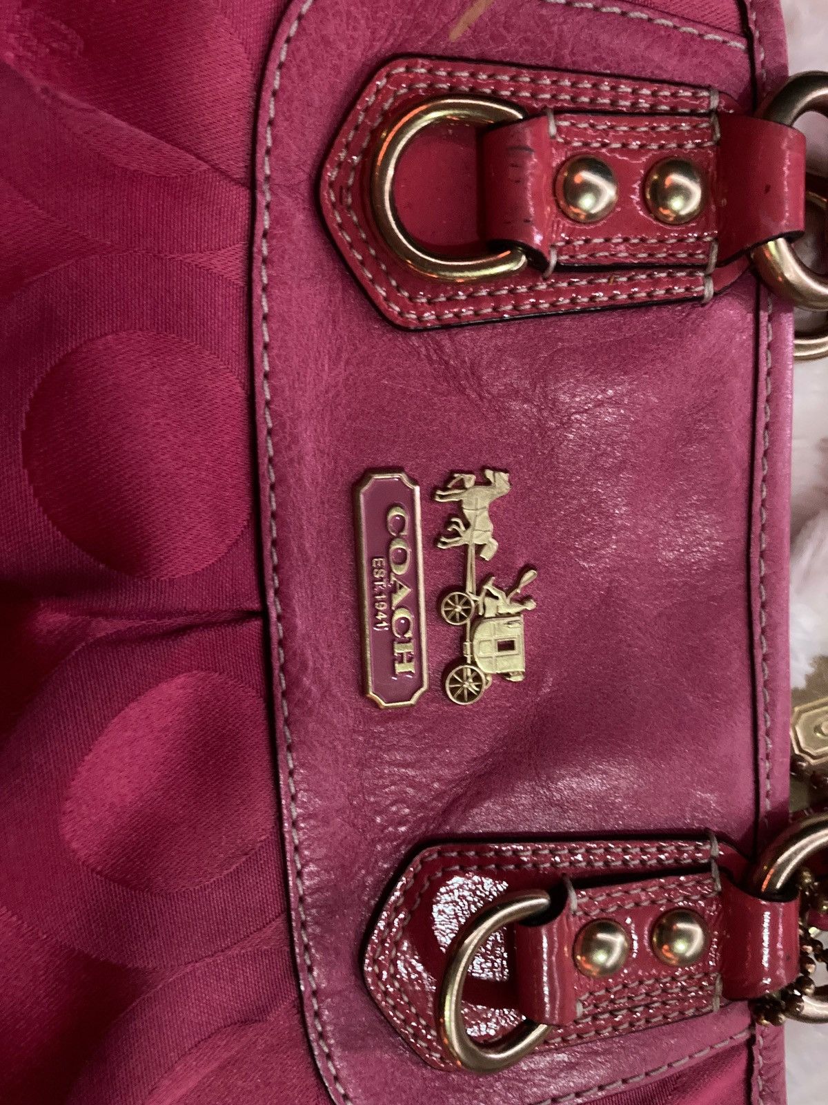 Coach Coach Pink Satchel Logo Pattern Gold Hardware Size ONE SIZE - 1 Thumbnail