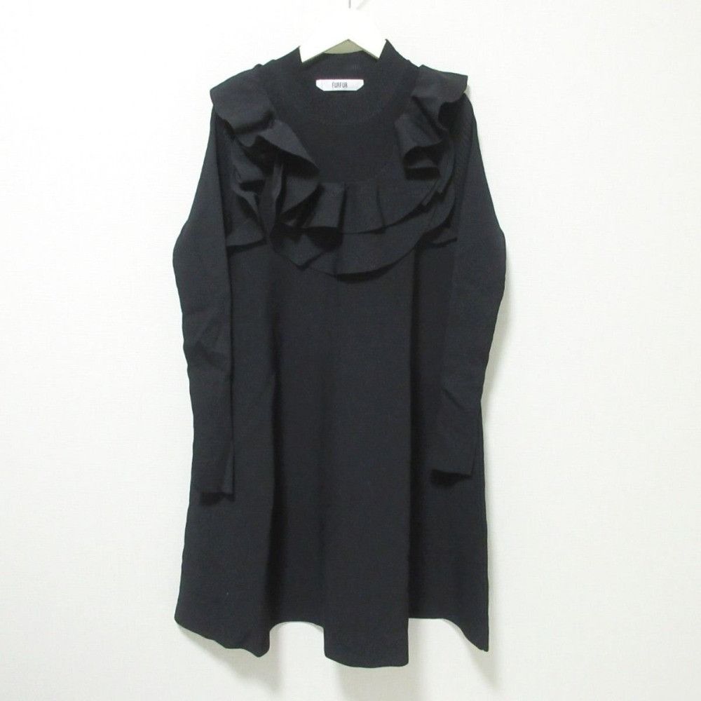 Other Other FURFUR Ruffle Mini Dress Knit Dress Others Dresses RWNO234088 DUTY FREE for USA Size ONE SIZE - 1 Thumbnail