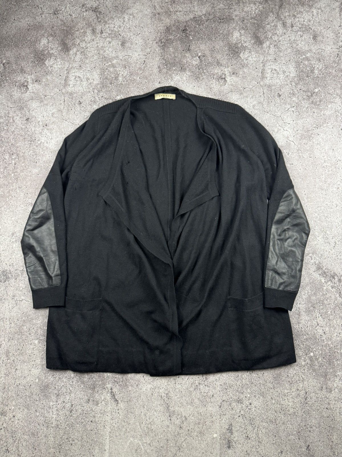 Sandro Sandro Paris Leather/wool Knit Cardigan Distressed Luxury Size US M / EU 48-50 / 2 - 1 Thumbnail