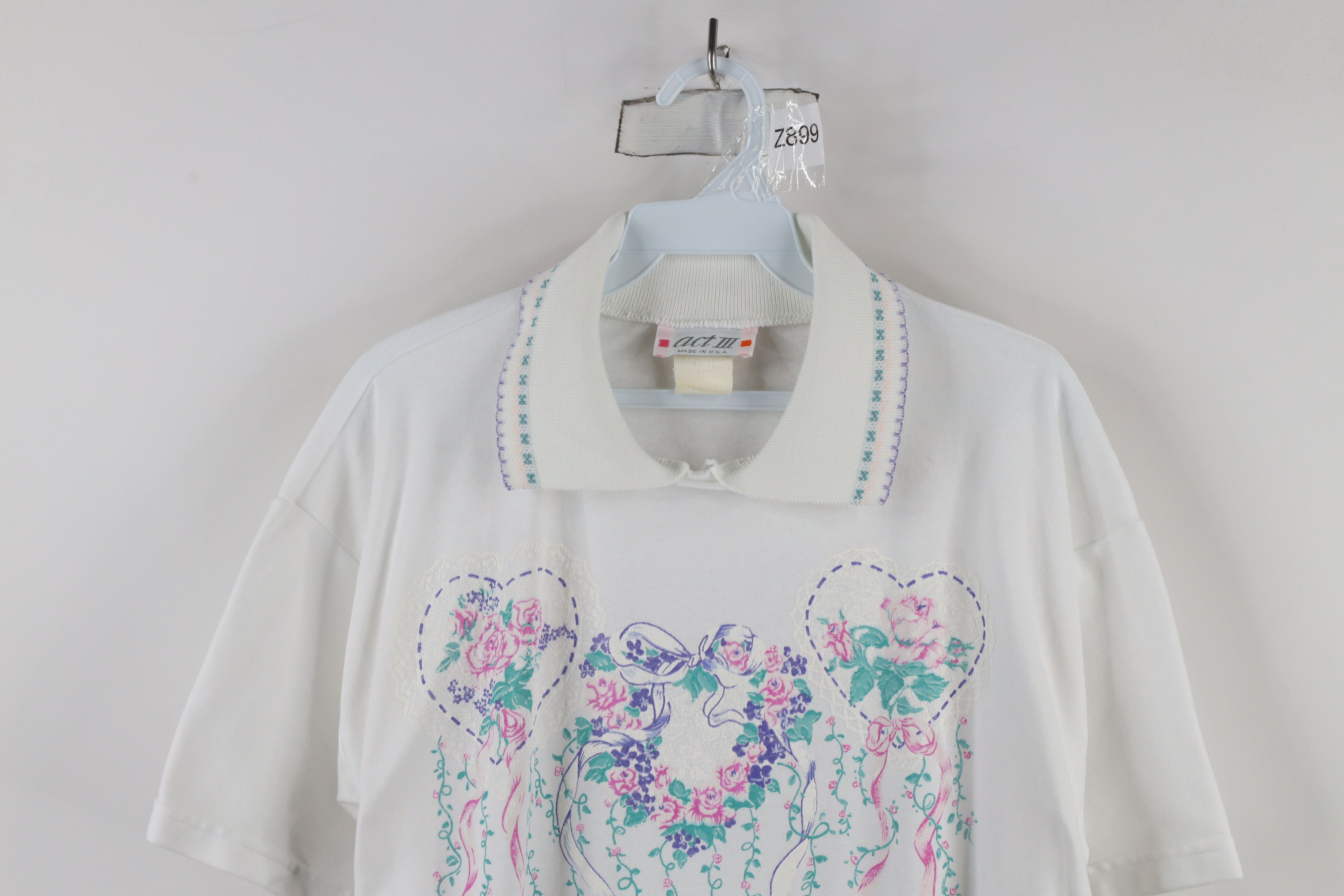Vintage Vintage 90s Country Primitive Heart Collared Polo Shirt USA Size L / US 10 / IT 46 - 2 Thumbnail