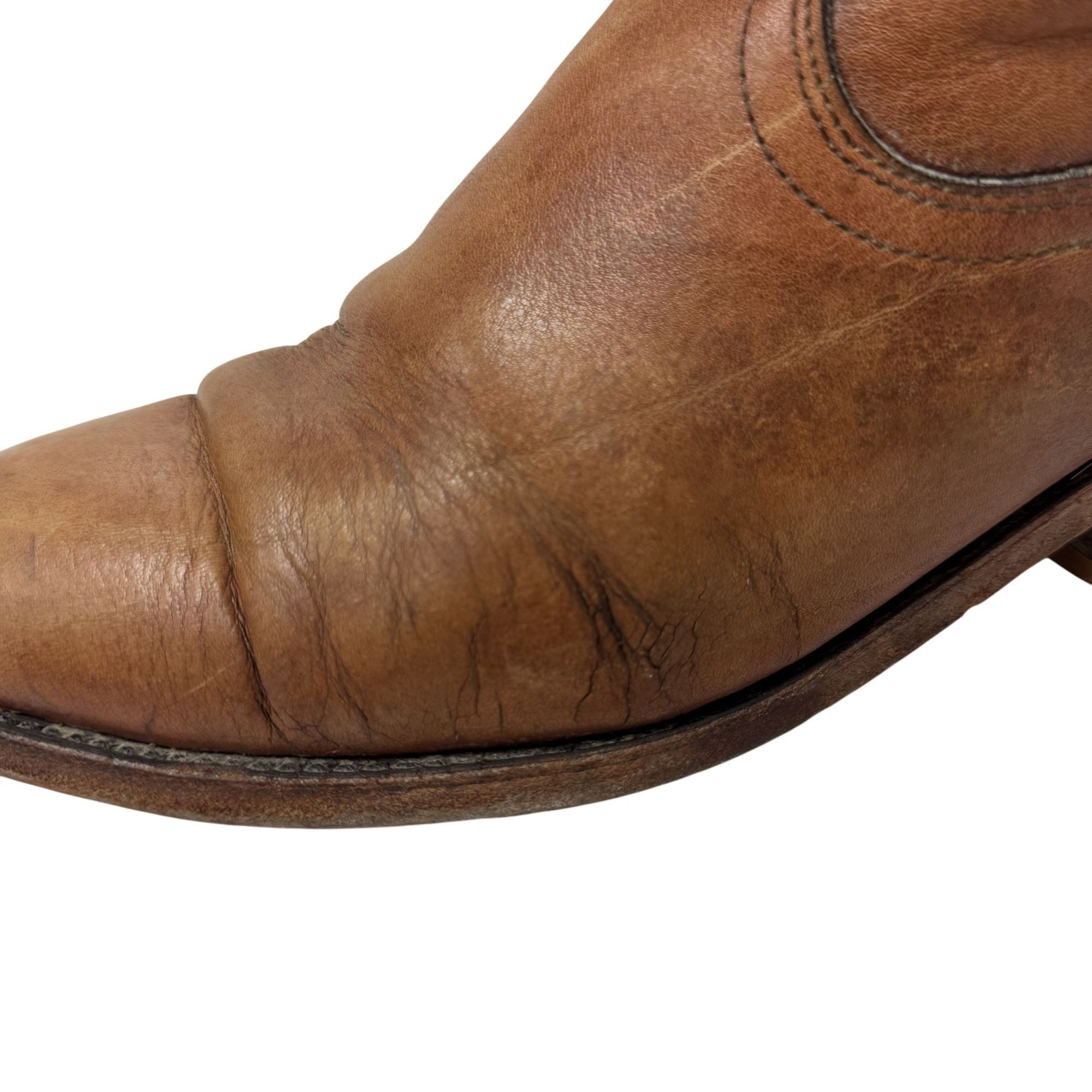 Frye Vtg FRYE COGNAC Leather Distressed Cowboy Western Boots Size US 9 / EU 42 - 15 Thumbnail