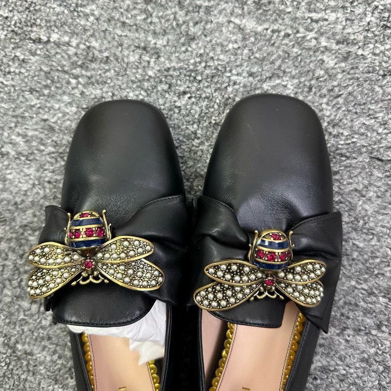 Gucci Gucci Bee Soft Leather Loafers Size 35.5-2505 Size US 4.5 / IT 34.5 - 3 Thumbnail
