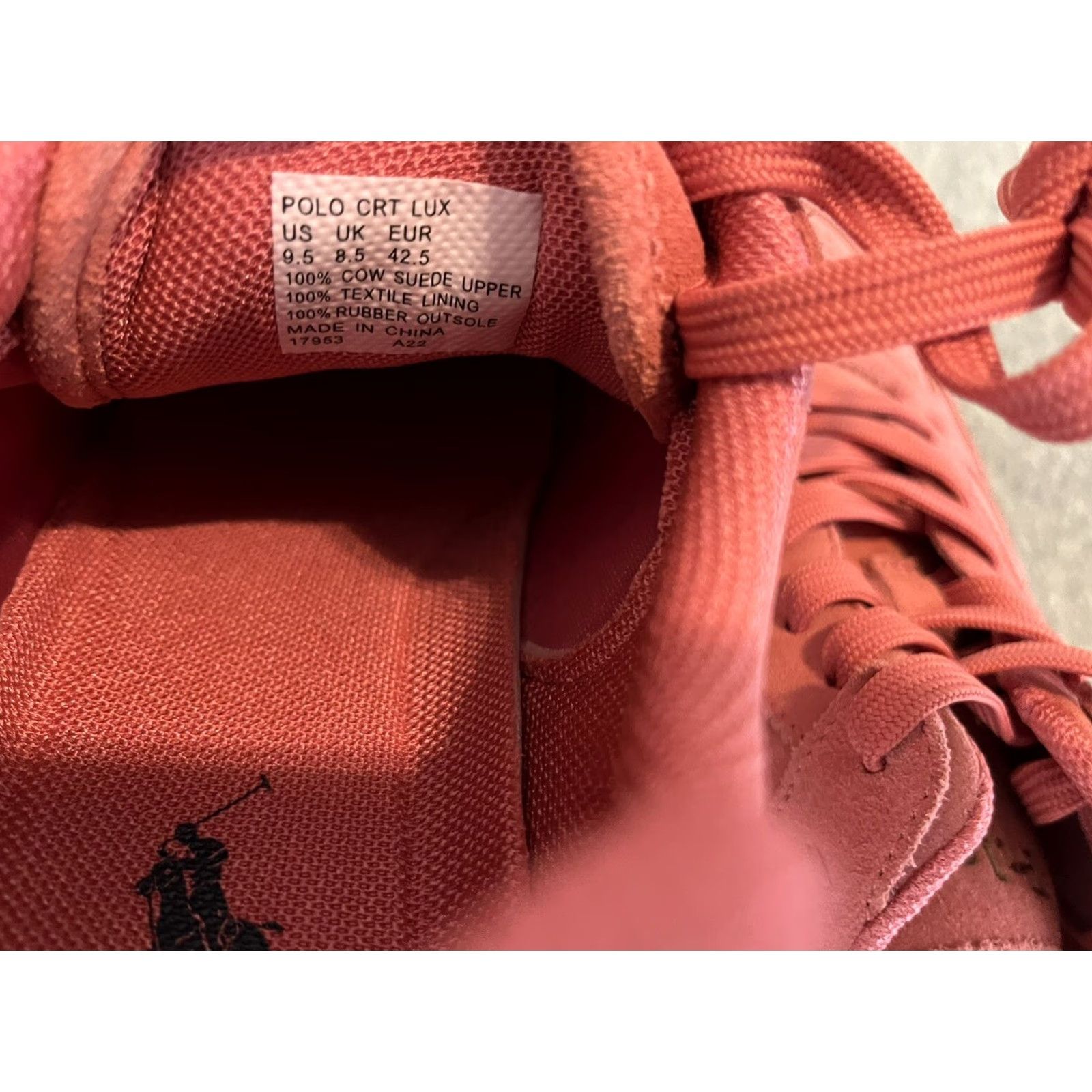 Polo Ralph Lauren Polo Ralph Lauren Sneaker Mens 9.5 Leather Pink Suede Pony Shoes CRT Lux New Size US M / EU 48-50 / 2 - 7 Thumbnail