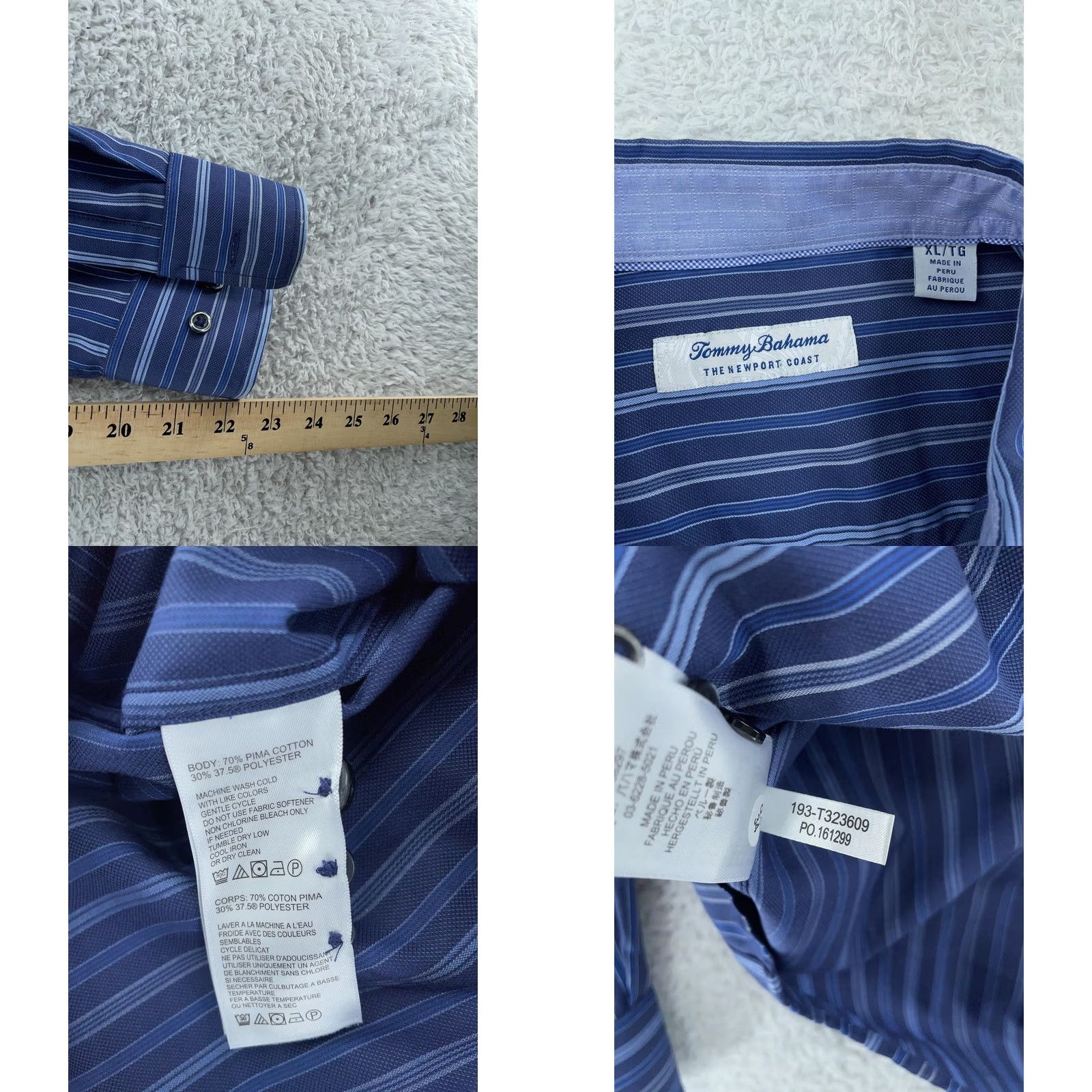 Tommy Bahama Tommy Bahama Shirt Mens XL Blue Striped Newport Coast Classic Collared Button Up Size US XL / EU 56 / 4 - 8 Thumbnail