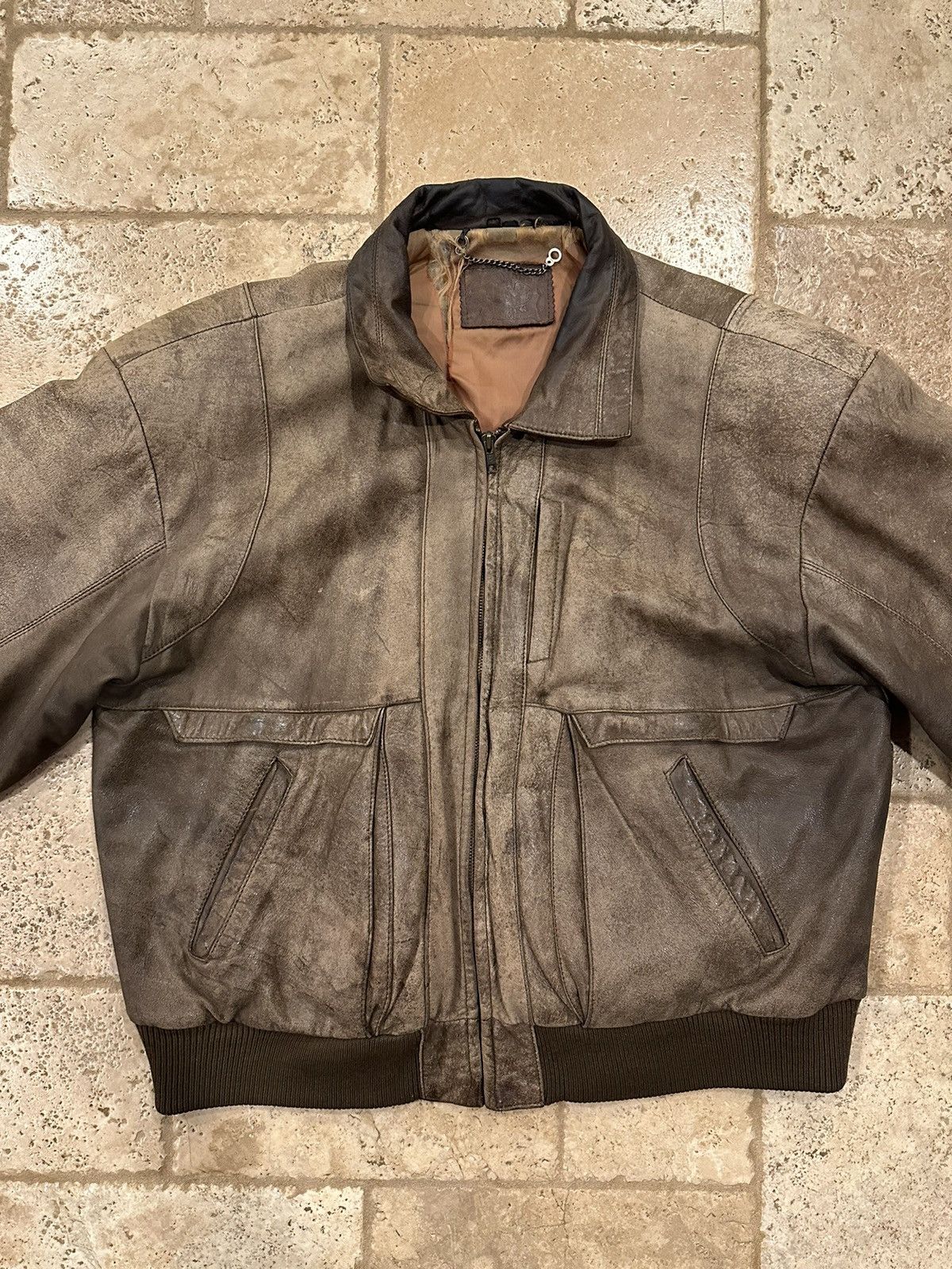Genuine Leather Vintage Leather Works Faded Brown Leather Jacket Size US XL / EU 56 / 4 - 6 Thumbnail