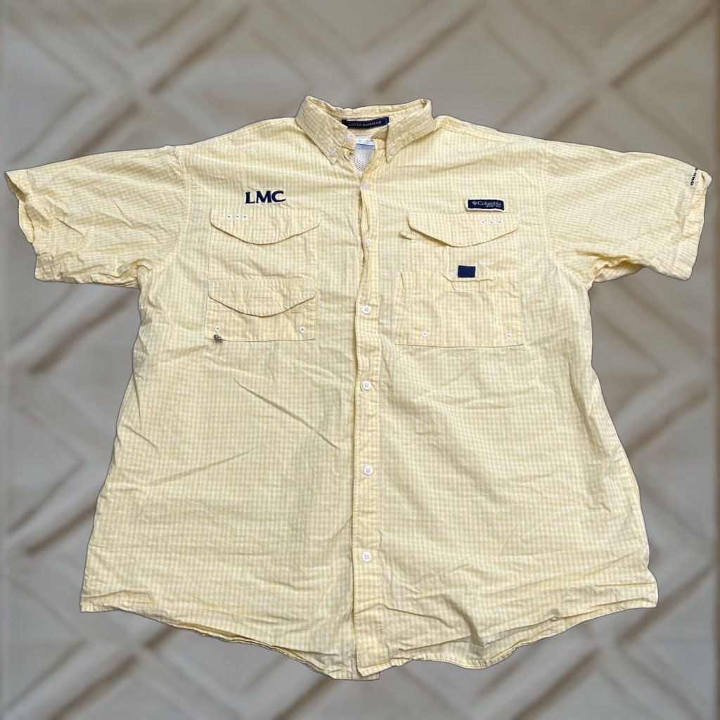 Vintage Columbia Bonehead Shirt Mens Large PFG Omni-Shade Check Yellow White Casual, Travel Size US L / EU 52-54 / 3 - 1 Thumbnail