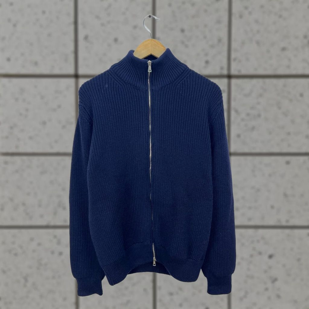Mr P. Mr P. Porter Merino Wool Zip Up Cardigan Sweater Navy Men's Size M Size US M / EU 48-50 / 2 - 1 Thumbnail