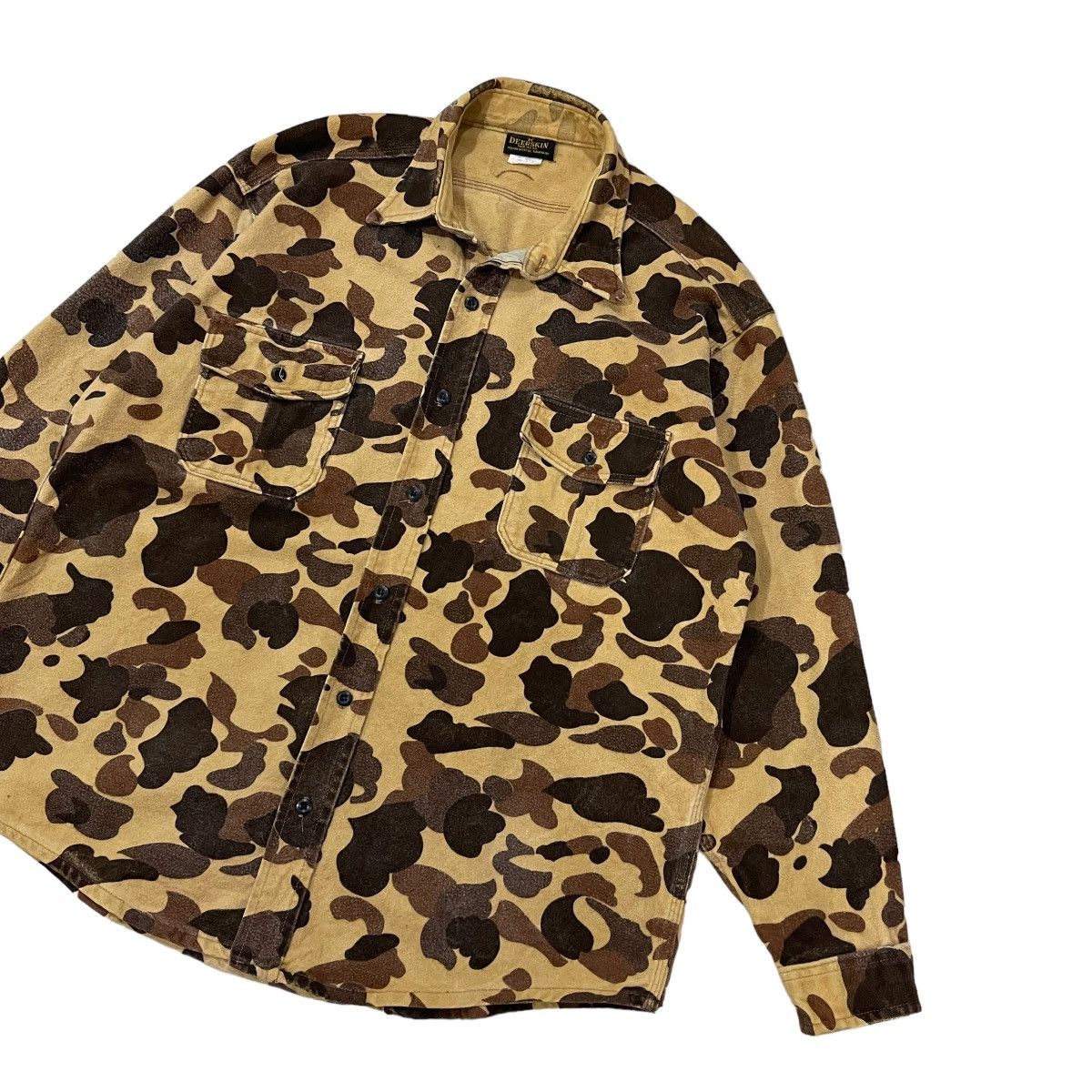 Vintage Vintage 90s Deerskin By Melton Shirt Co. Camo Button Jacket Size US XL / EU 56 / 4 - 4 Thumbnail