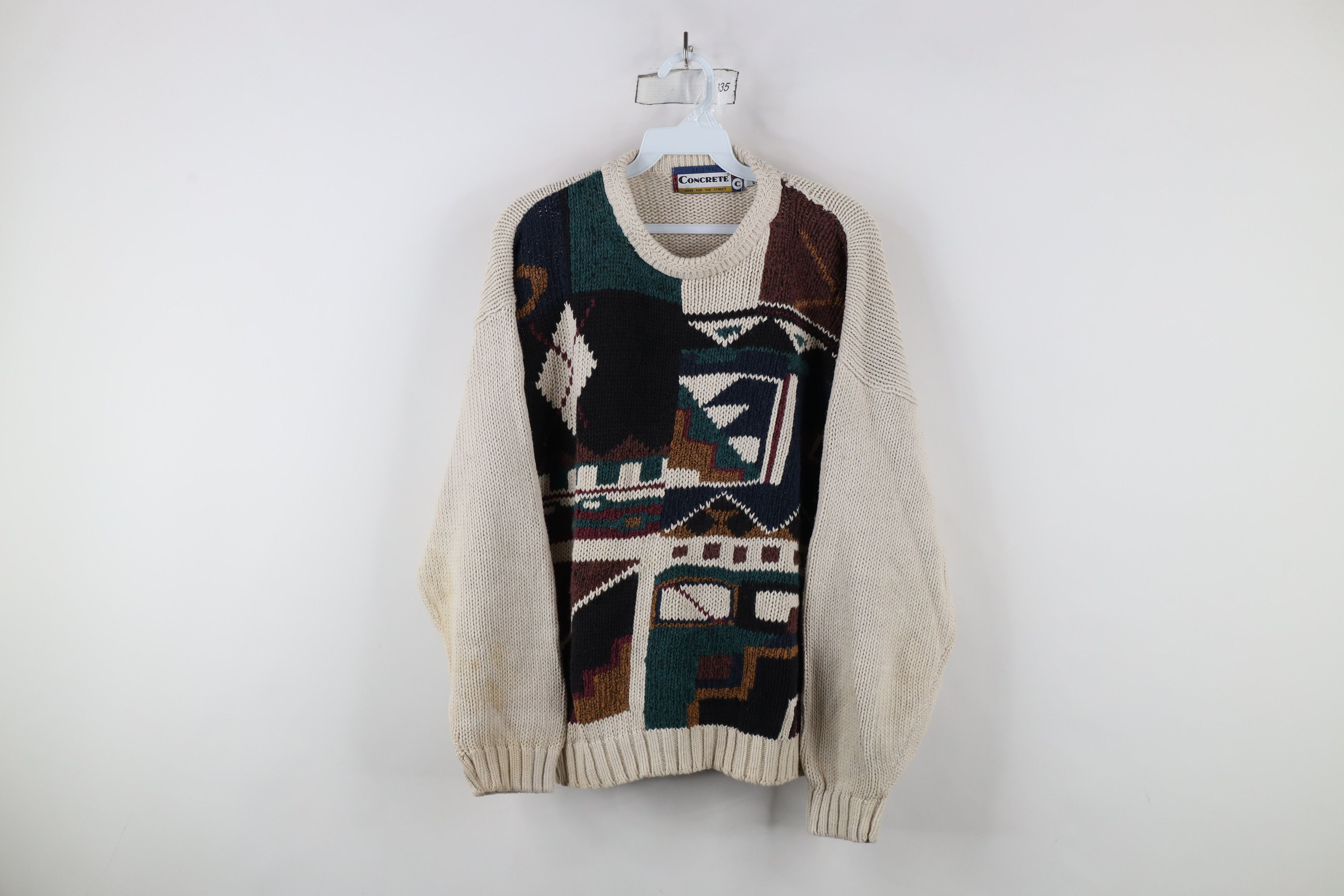 Vintage Vintage 90s Coogi Style Rainbow Abstract Knit Sweater Size XL / US 12-14 / IT 48-50 - 1 Thumbnail