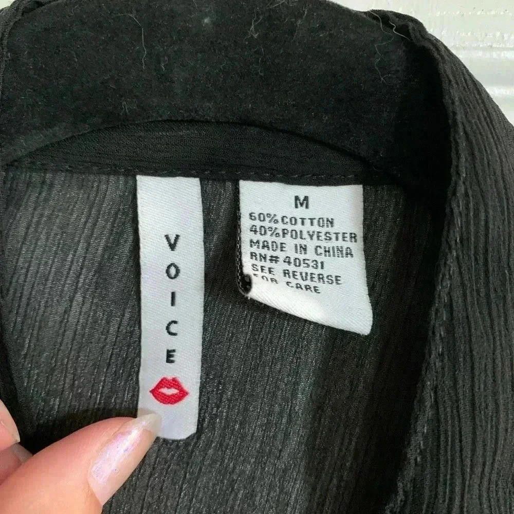 Designer Voice Women's Black Ruffled Blouse - Size M Size M / US 6-8 / IT 42-44 - 4 Thumbnail