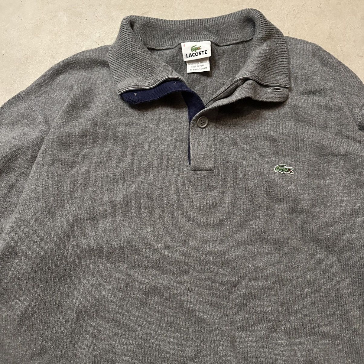 Lacoste Grey Lacoste Knit Quarter Zip Sweater Size XXL Size US XXL / EU 58 / 5 - 3 Thumbnail