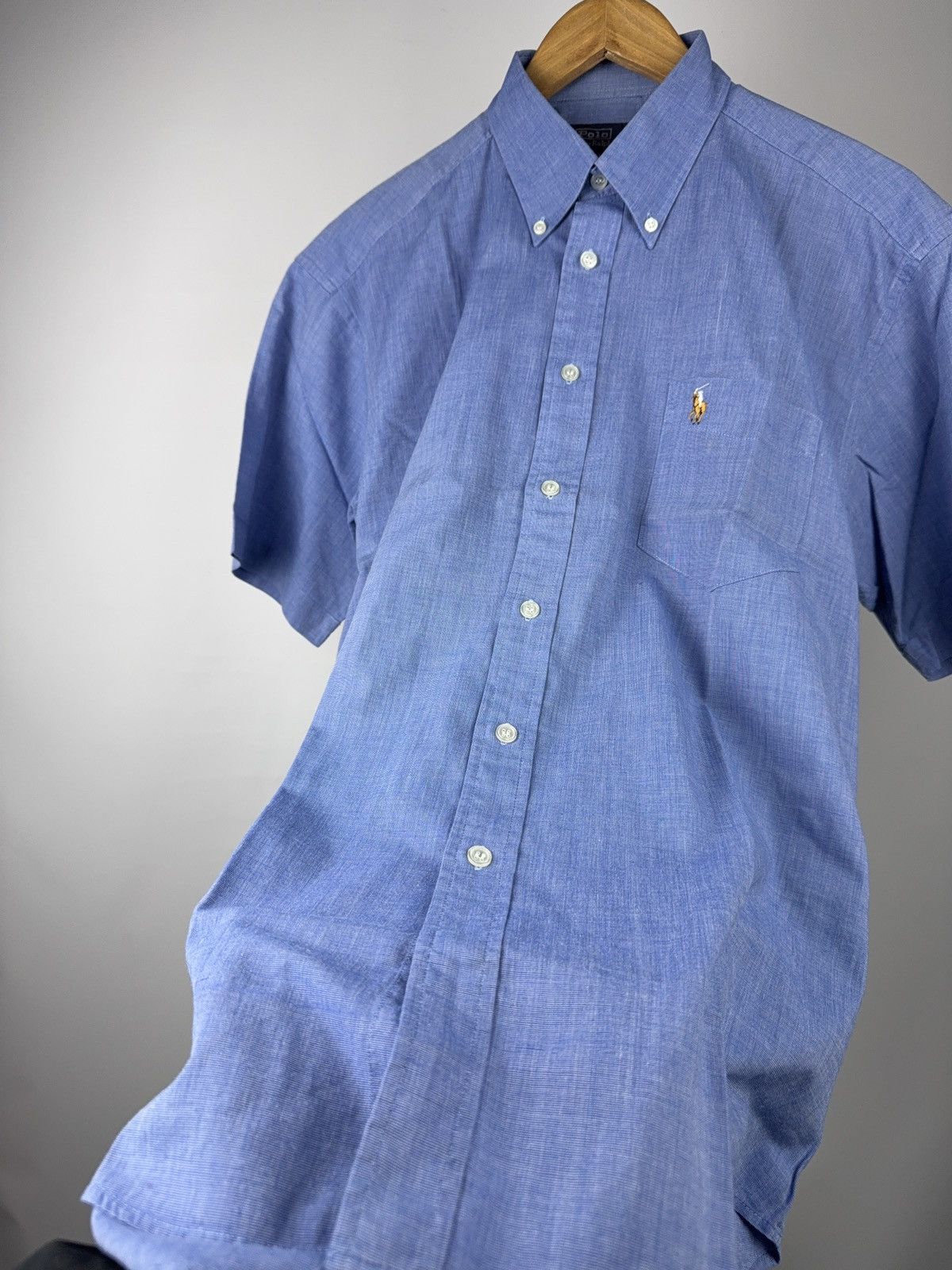 Polo Ralph Lauren 90s Vintage Polo Ralph Lauren Button Short Down Shirt Blue Size US L / EU 52-54 / 3 - 6 Thumbnail