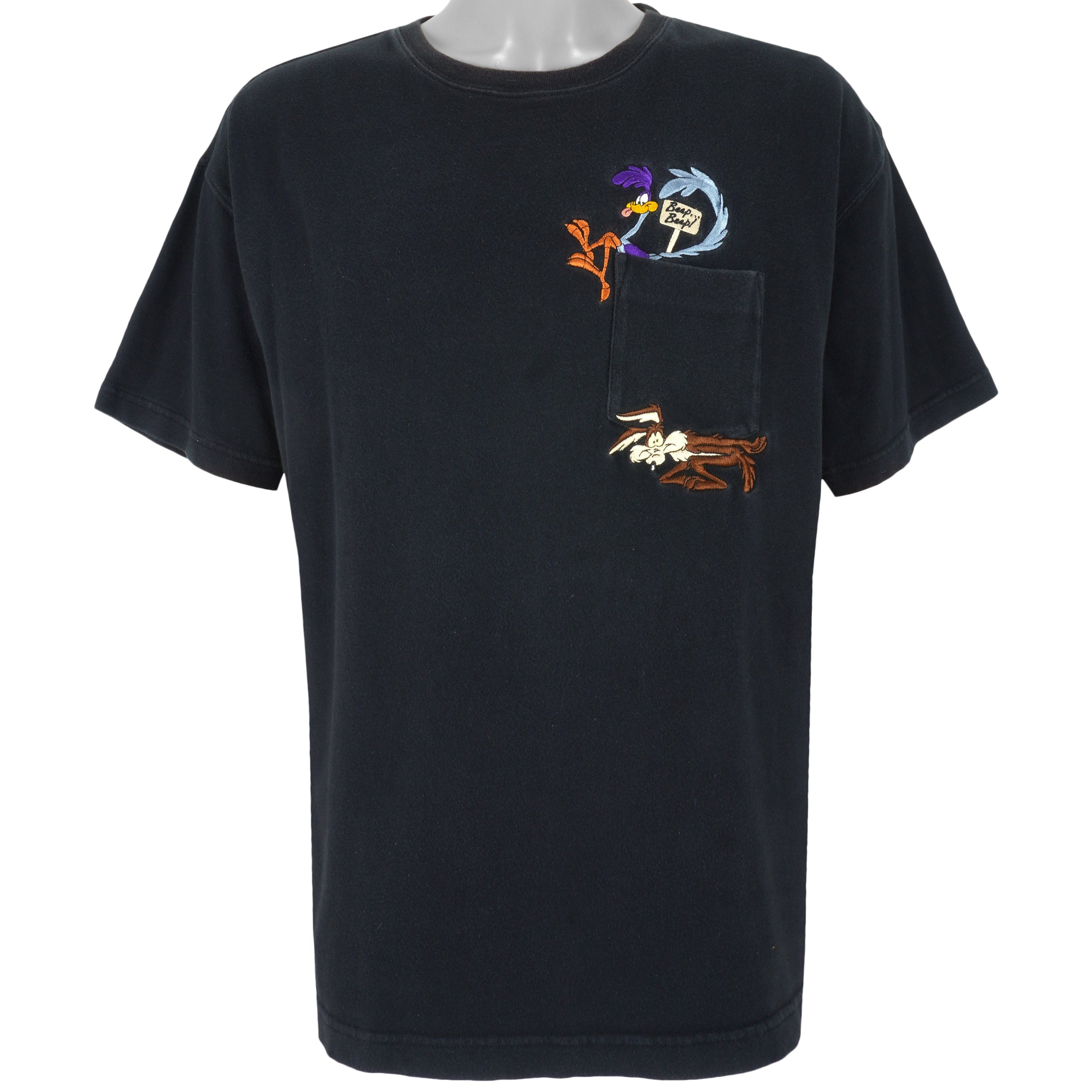 Vintage Looney Tunes - Wile E Coyote Embroidered T-Shirt 1990s Size US L / EU 52-54 / 3 - 1 Thumbnail