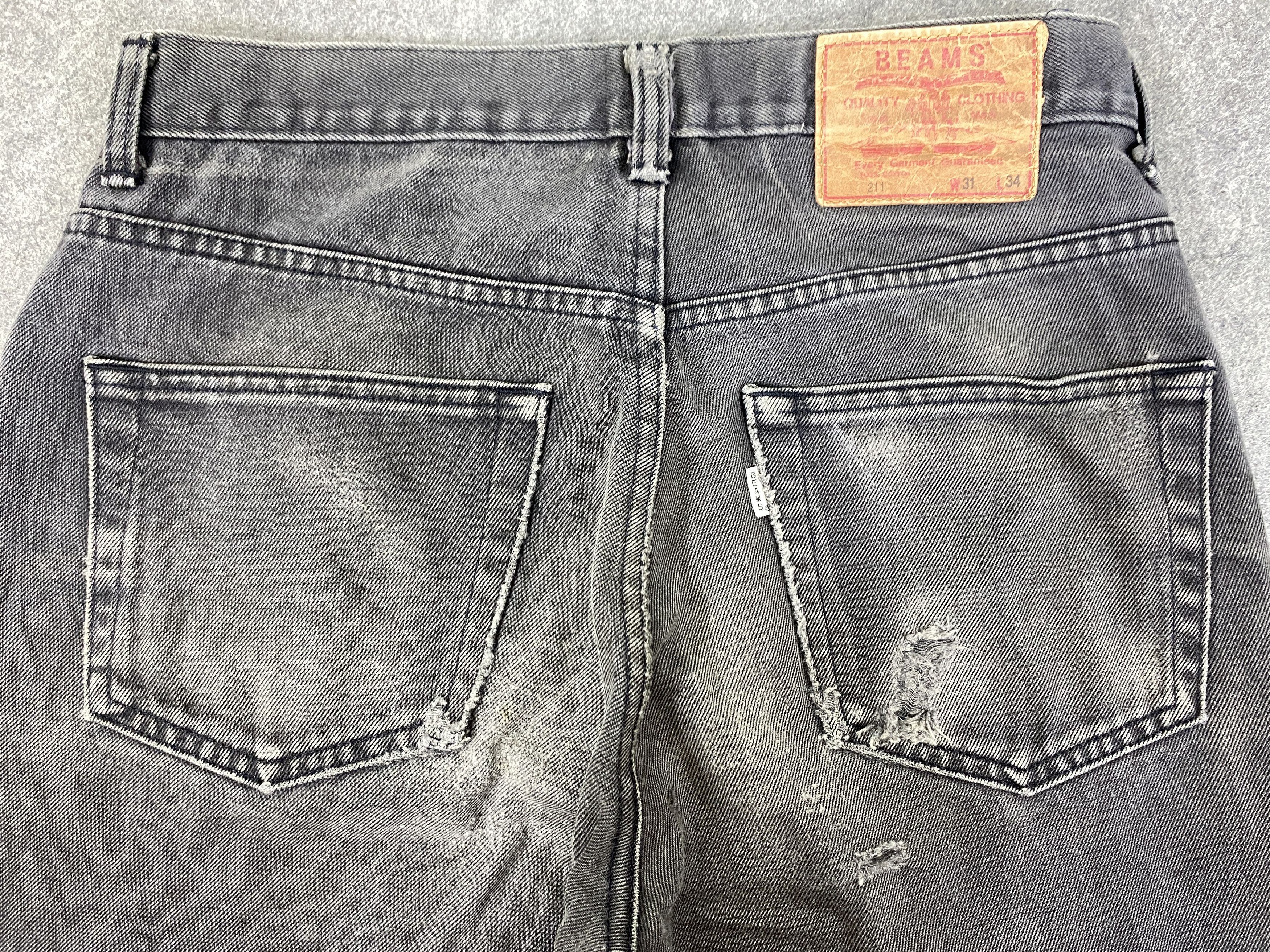 Japanese Brand Faded Black Vintage Beams 211 Jeans 30x30.5 - JN3280 Size US 30 / EU 46 - 4 Thumbnail