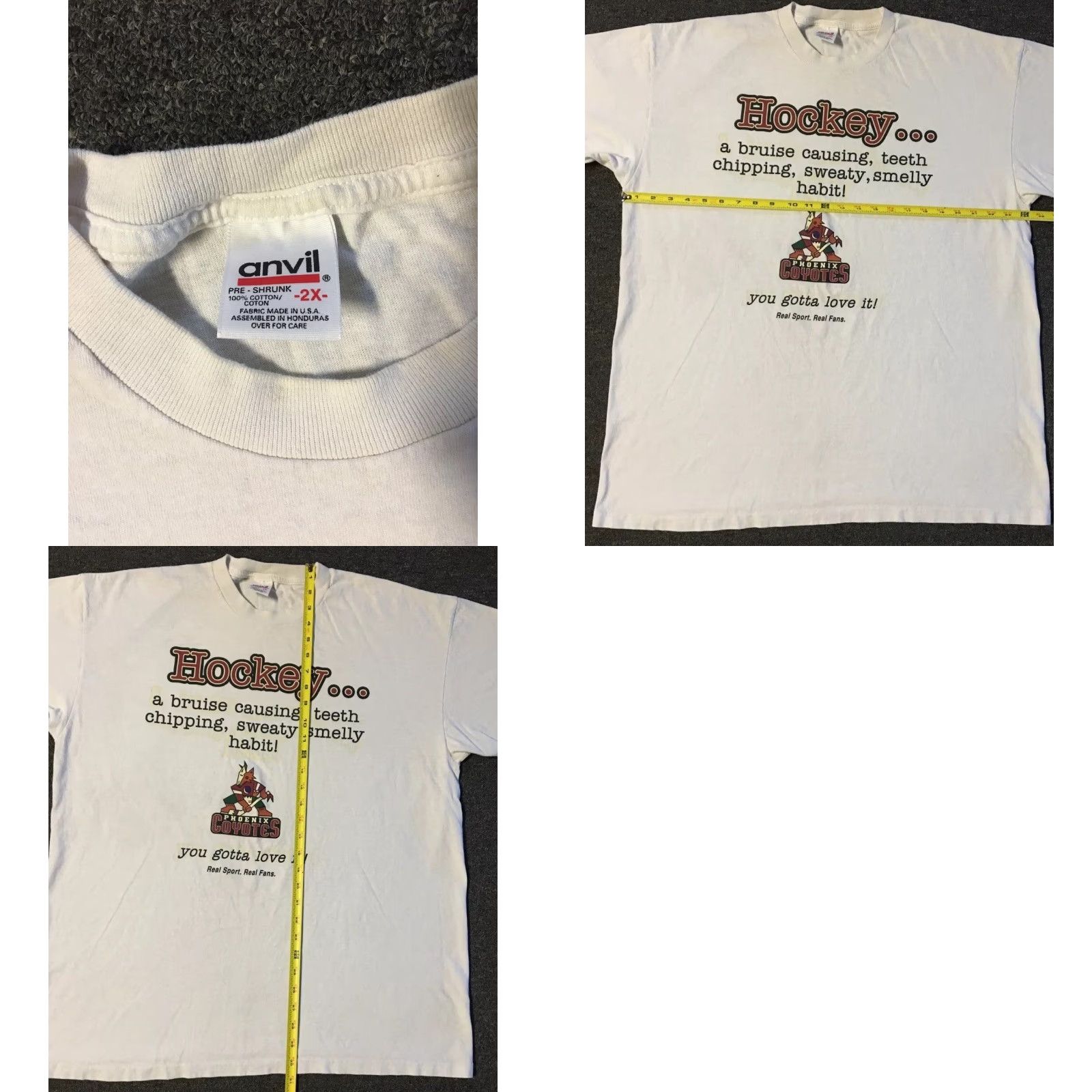 Vintage VINTAGE 90s Phoenix Coyotes T-Shirt XXL White Grunge Joke Smelly Habit Faded Single Stitch Men Short Sleeve USA United States Hockey Size US XXL / EU 58 / 5 - 9 Thumbnail