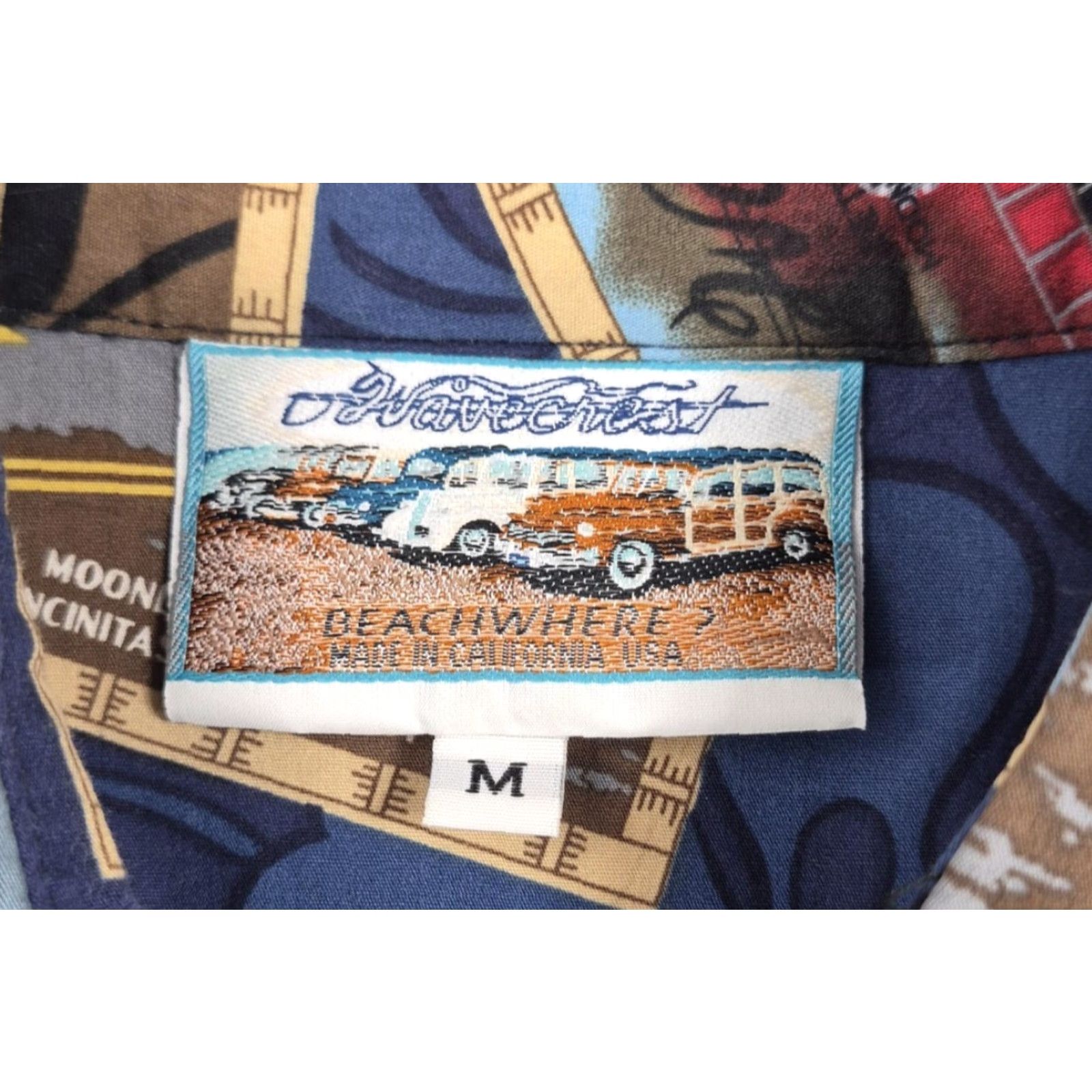 ALOHAS VINTAGE Wavecrest Shirt Mens Medium Button-Up Beach Hawaiian Woodie Car Print Size US M / EU 48-50 / 2 - 5 Thumbnail
