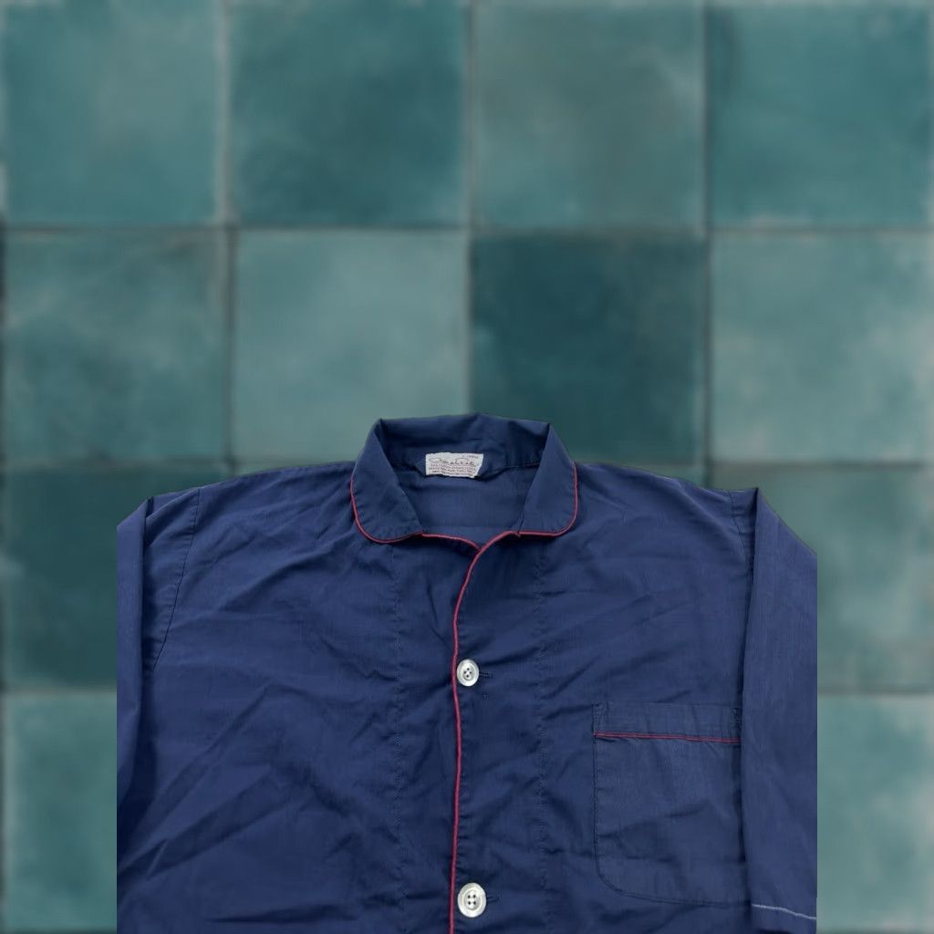 Oscar De La Renta VINTAGE Oscar de la Renta Pajama Top Mens Large Blue Lounge Wear 80s 90s Classic Button Closure Lightweight Seasonal Everyday Wear Size US L / EU 52-54 / 3 - 1 Thumbnail