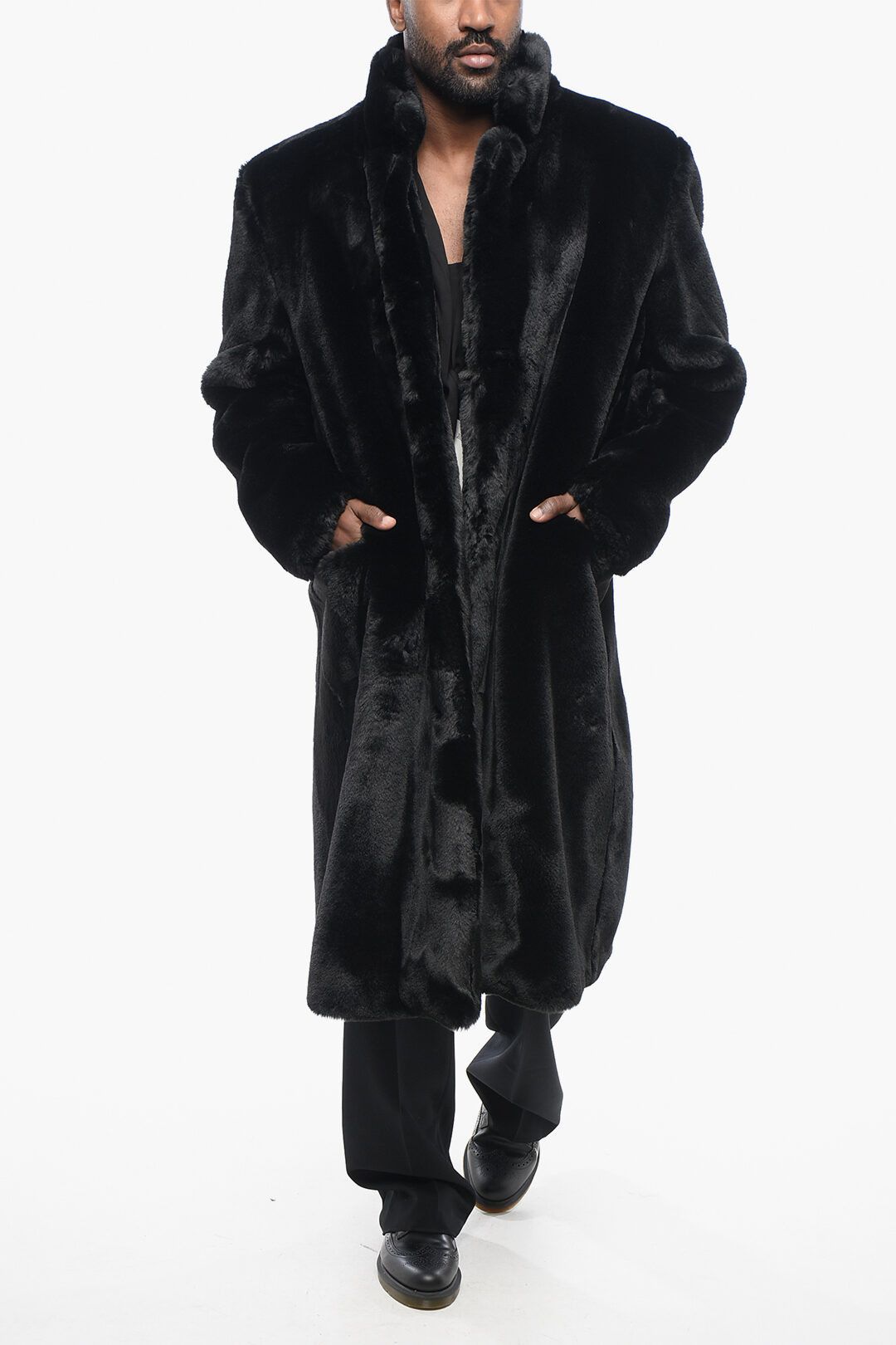 1989 STUDIO og1mm0725 Single-breasted Eco-Fur Coat in Black Size US L / EU 52-54 / 3 - 4 Thumbnail
