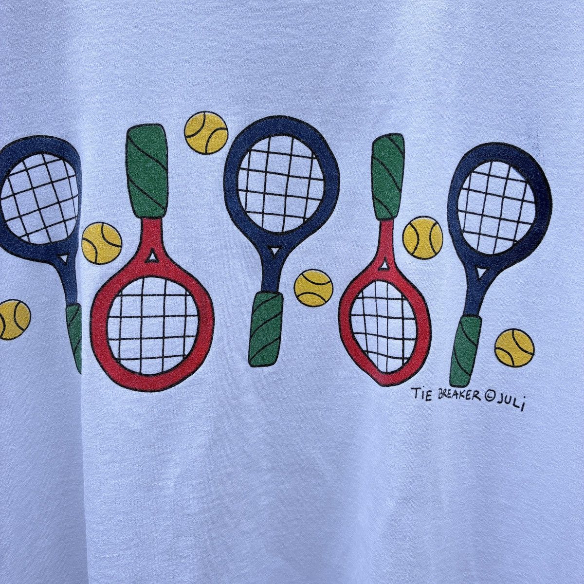 Vintage Vintage 90s Juli Tie Breaker Tennis Art T-shirt Size US XL / EU 56 / 4 - 5 Thumbnail