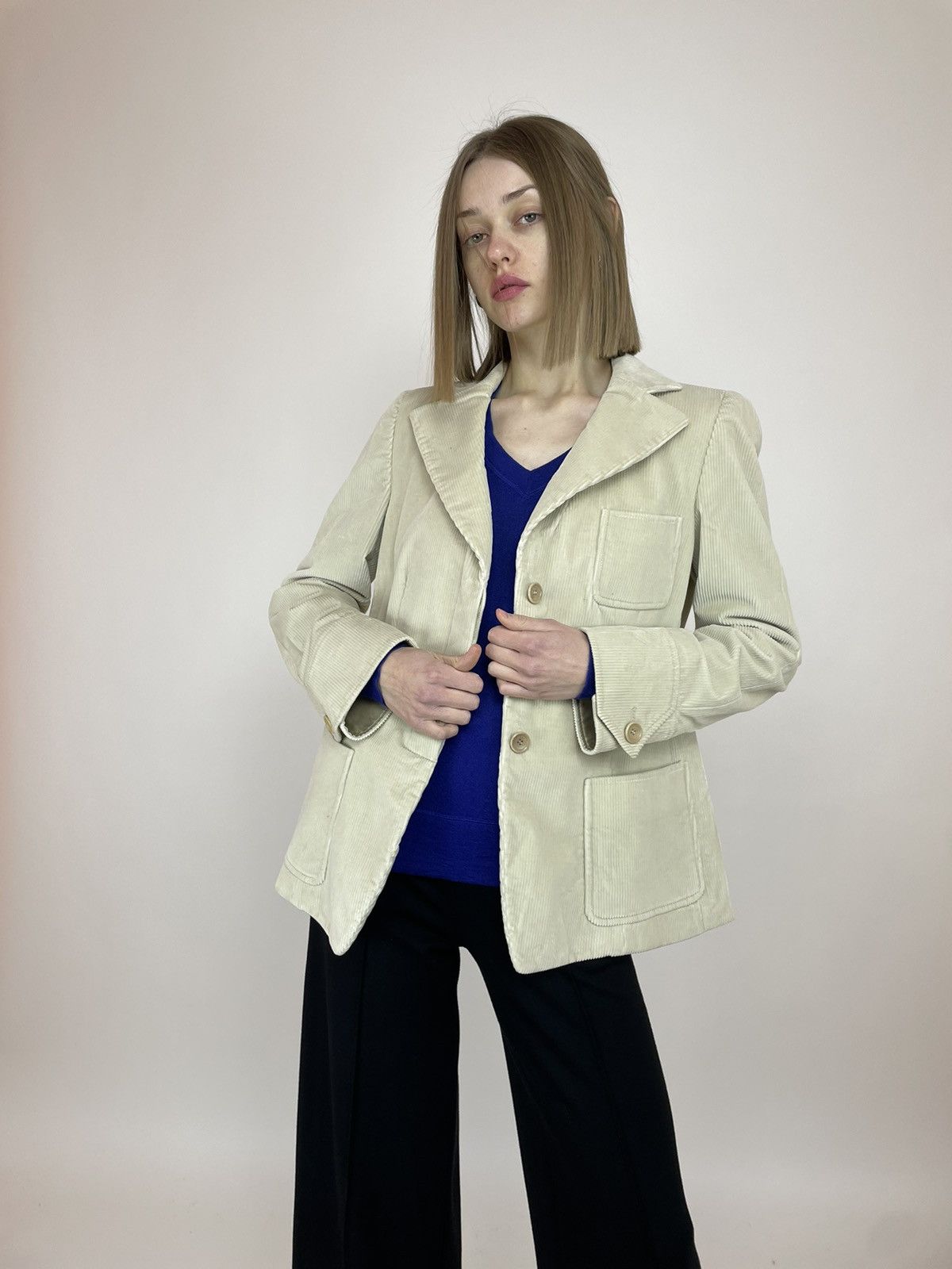 Armani Collezioni Armani Collezioni Light Brown Corduroy Blazer Jacket Italy Size L / US 10 / IT 46 - 7 Thumbnail