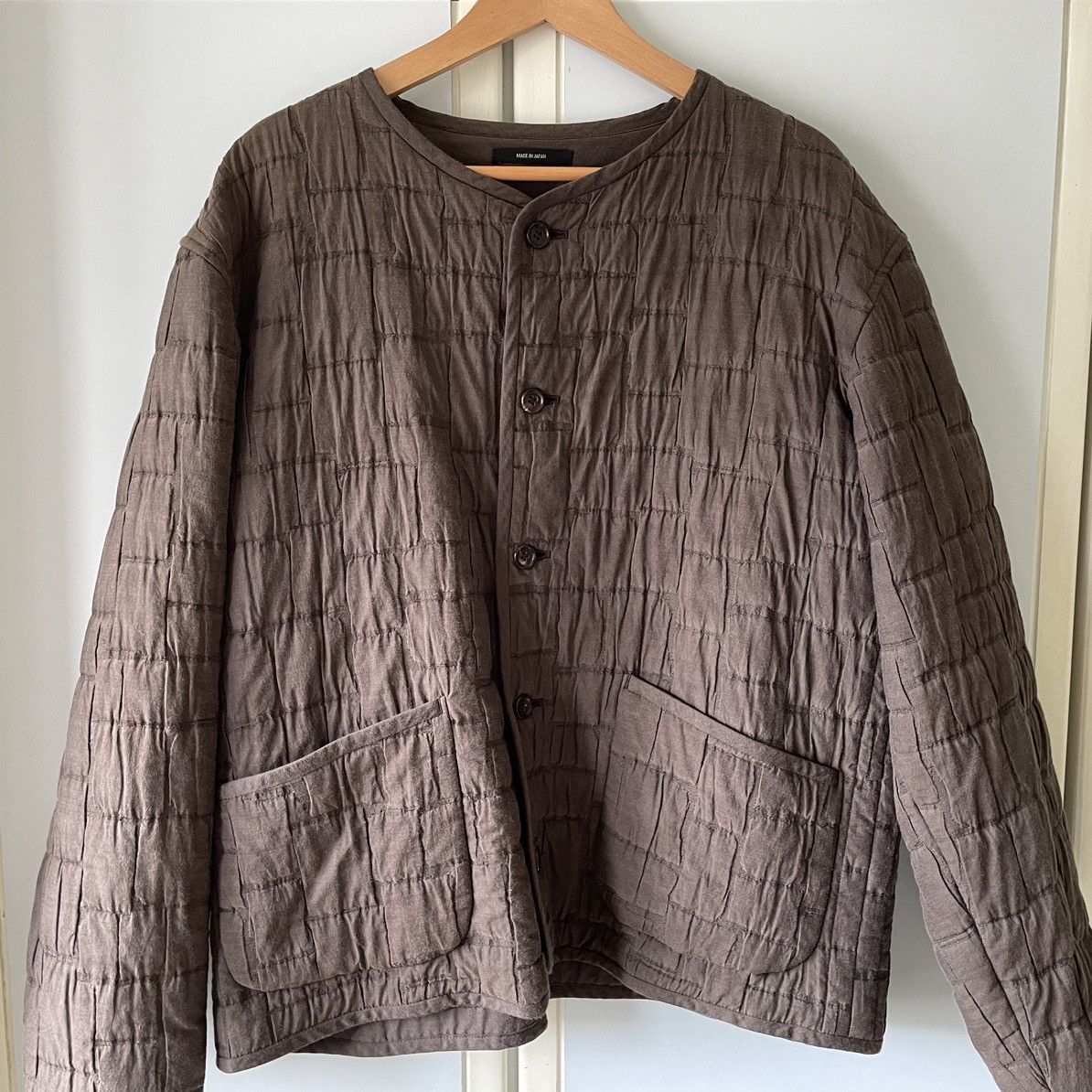 image of Men’S Issey Miyake Men Crinkle Bomber Jacket Size 3 in Brown