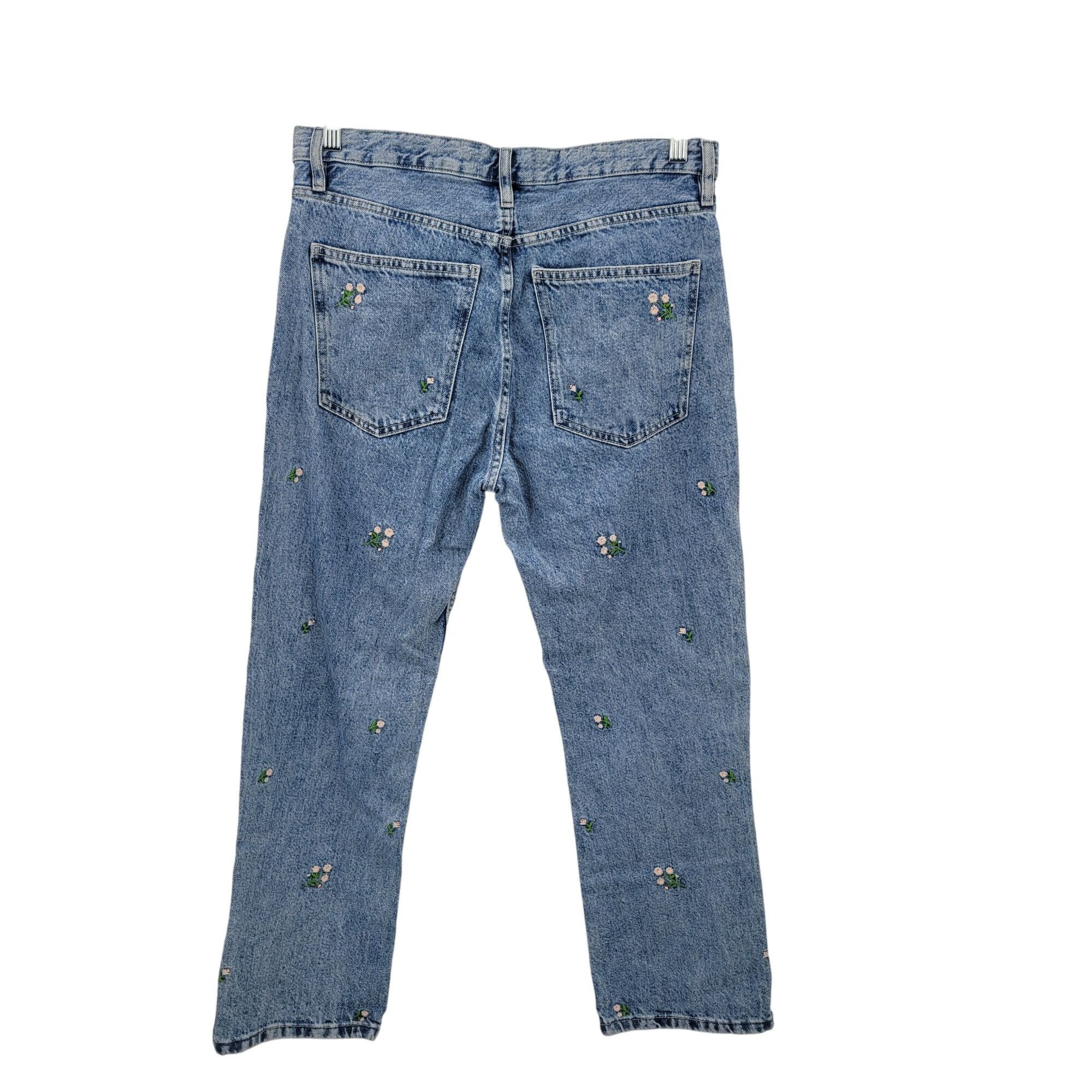 Designer MNG Denim Womens Floral Embroidered Wide-Leg Jeans EUR 40 US Size 30" / US 8 / IT 44 - 8 Thumbnail