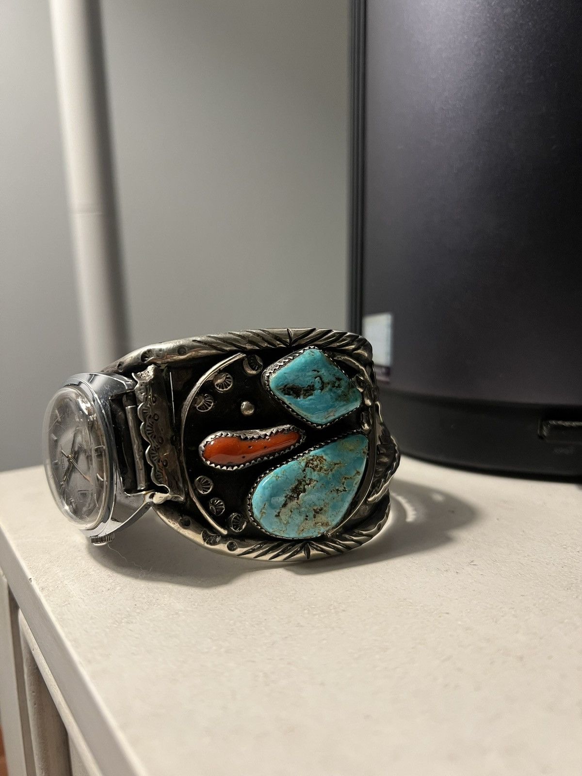 Vintage Native American Bracelet With Watch .925 Size ONE SIZE - 2 Thumbnail