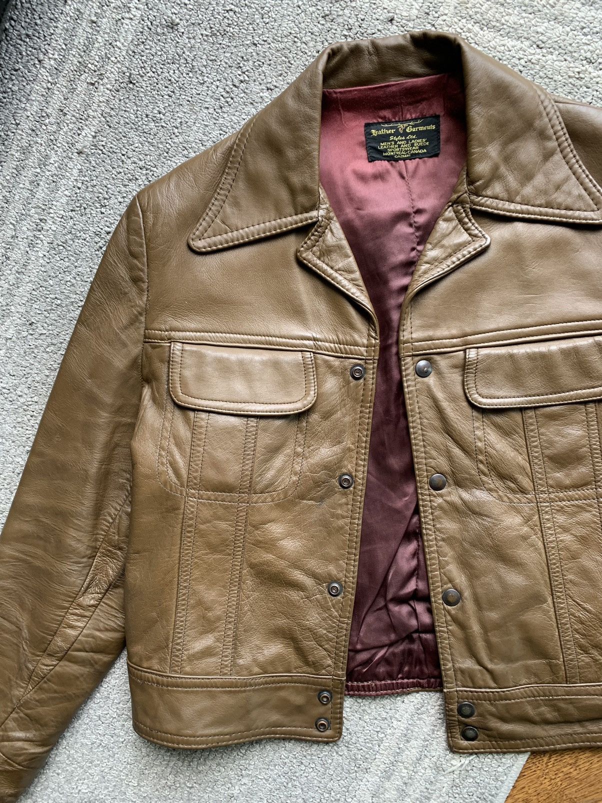 Danier × Vintage 1970s Leather Jacket Pants Vintage Matching Two Piece Set 60 Size M / US 6-8 / IT 42-44 - 7 Thumbnail