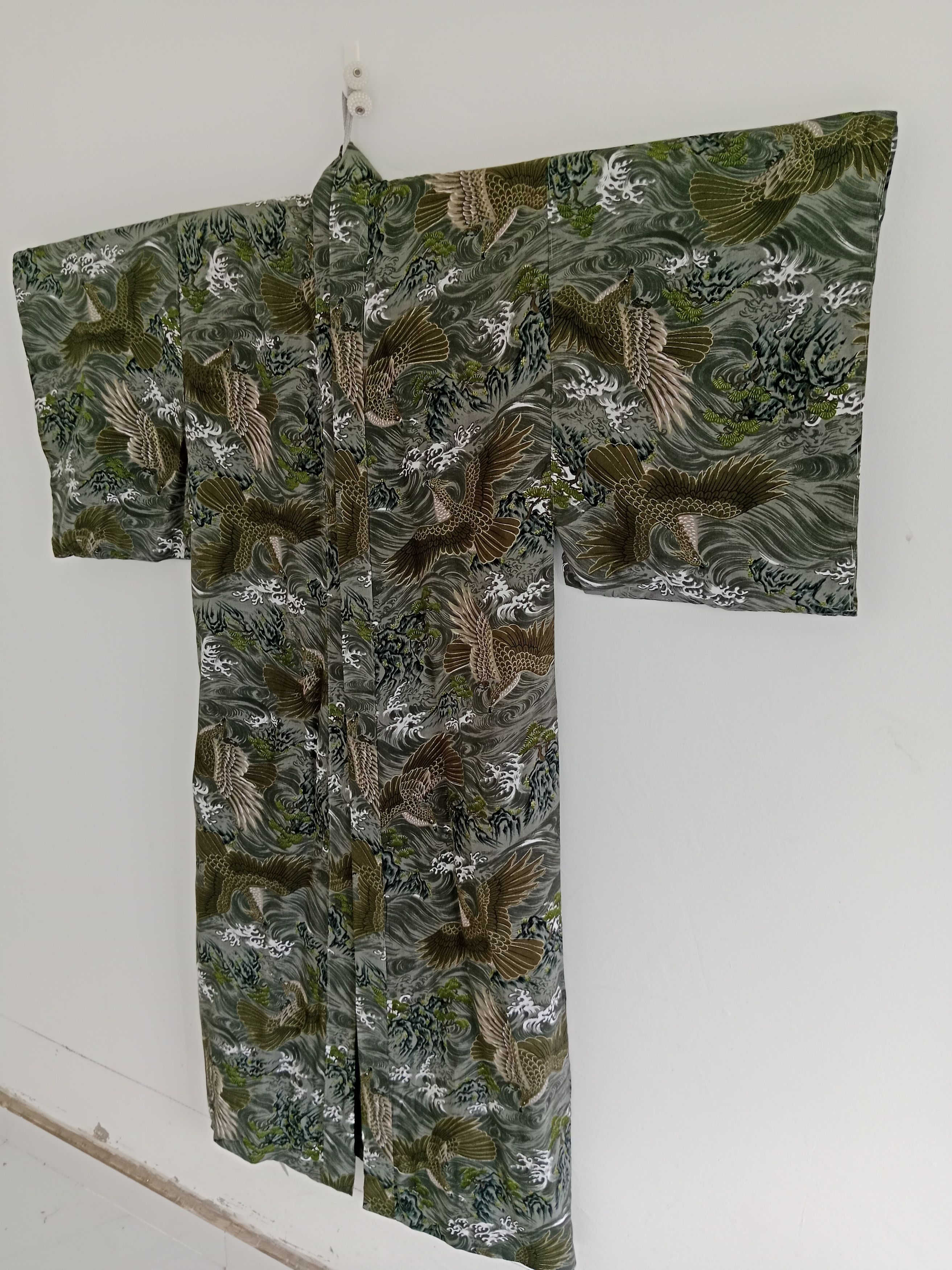 Japanese Brand Vintage Yukata Kimonos Eagle Motif Japanese Traditional Size US L / EU 52-54 / 3 - 6 Thumbnail