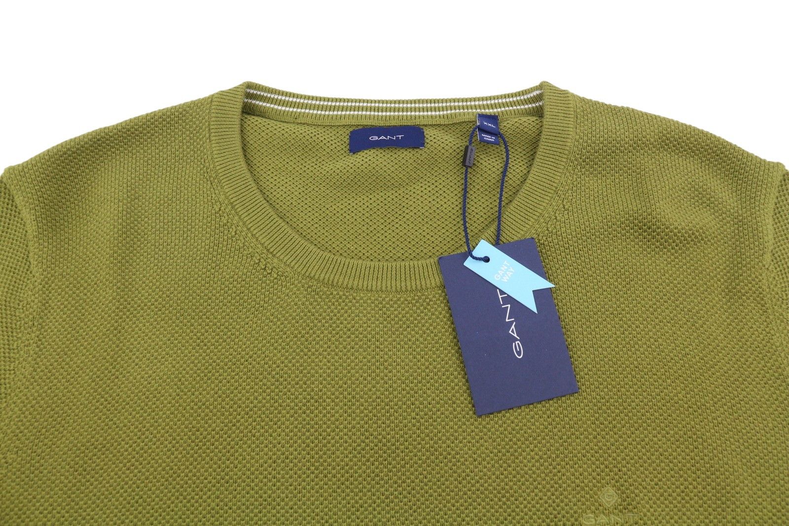 Gant COTTON PIQUE C-NECK 2XL Olive Green Waffle 88088 Size XXL / US 16-18 / IT 52-54 - 4 Thumbnail