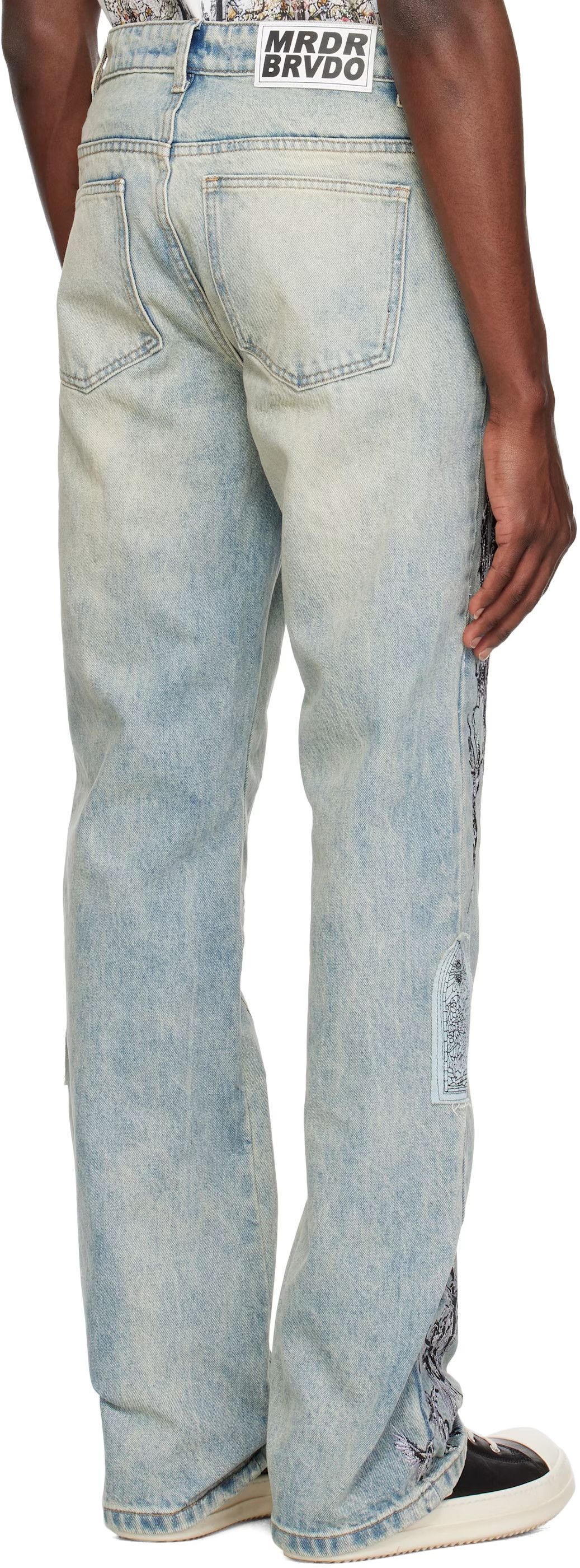 Who Decides War o1h1sh10525 Scratched Denim Pant in Blue Size US 38 / EU 54 - 4 Thumbnail