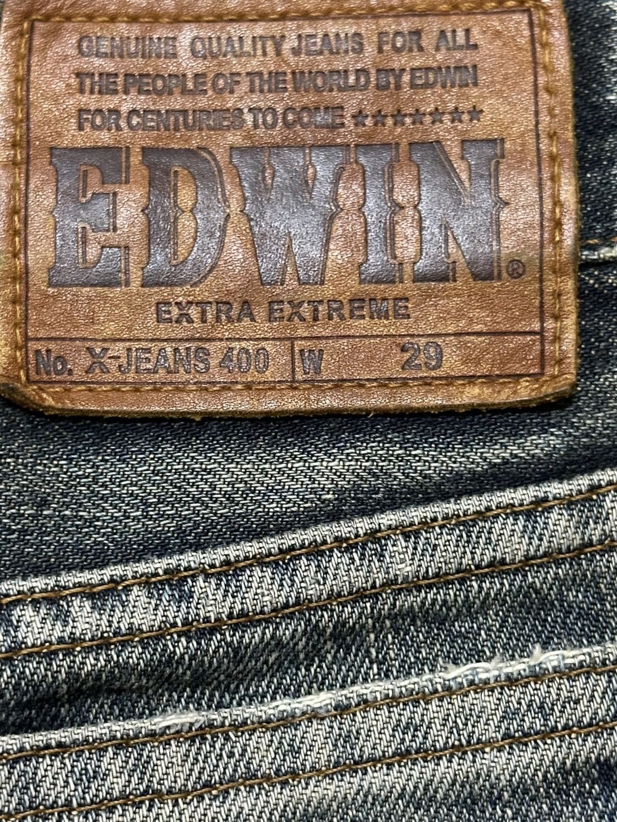 Edwin Vintage Edwin 400 Blue Faded Wash Distress Flare Jeans Size US 30 / EU 46 - 8 Thumbnail