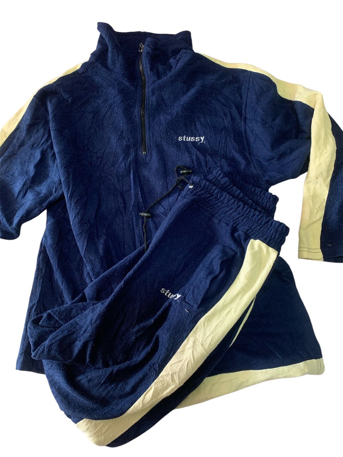 Stussy Vintage Stussy Fleece Tracksuit Set Dark Navy Y2K Streetwear Size US XL / EU 56 / 4 - 4 Thumbnail