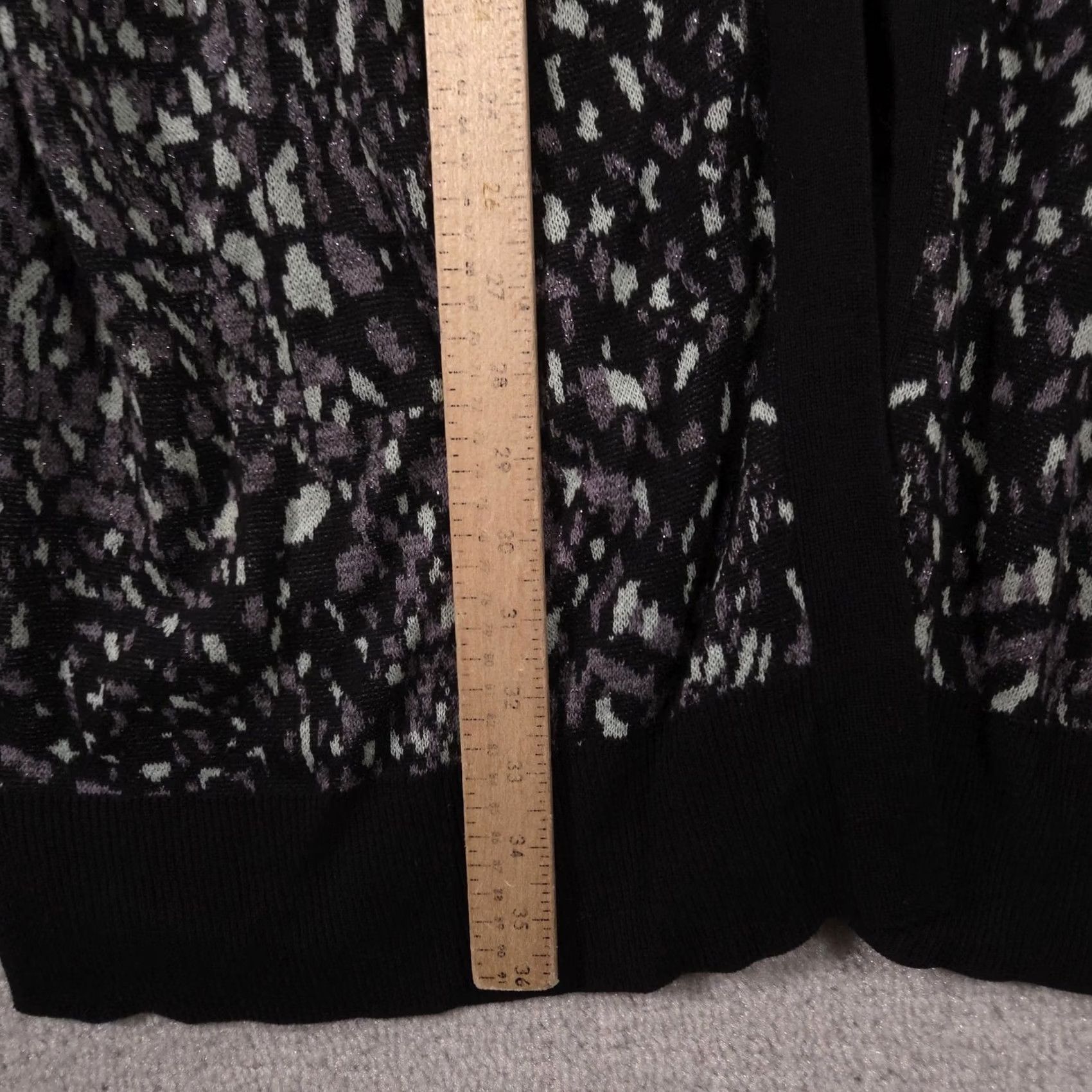 Vintage Lane Bryant Sweater Cardigan Womens 22/24 Black Animal Print Open Front Knit Size 3XL / US 20-22 - 7 Thumbnail