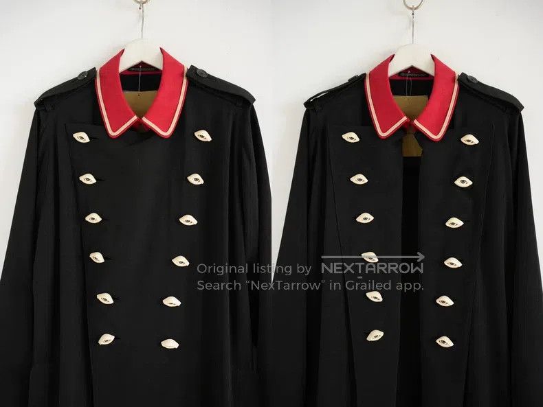 Yohji Yamamoto YOHJI YAMAMOTO Eyeball Red Collar Napoleon Coat Size US M / EU 48-50 / 2 - 5 Thumbnail
