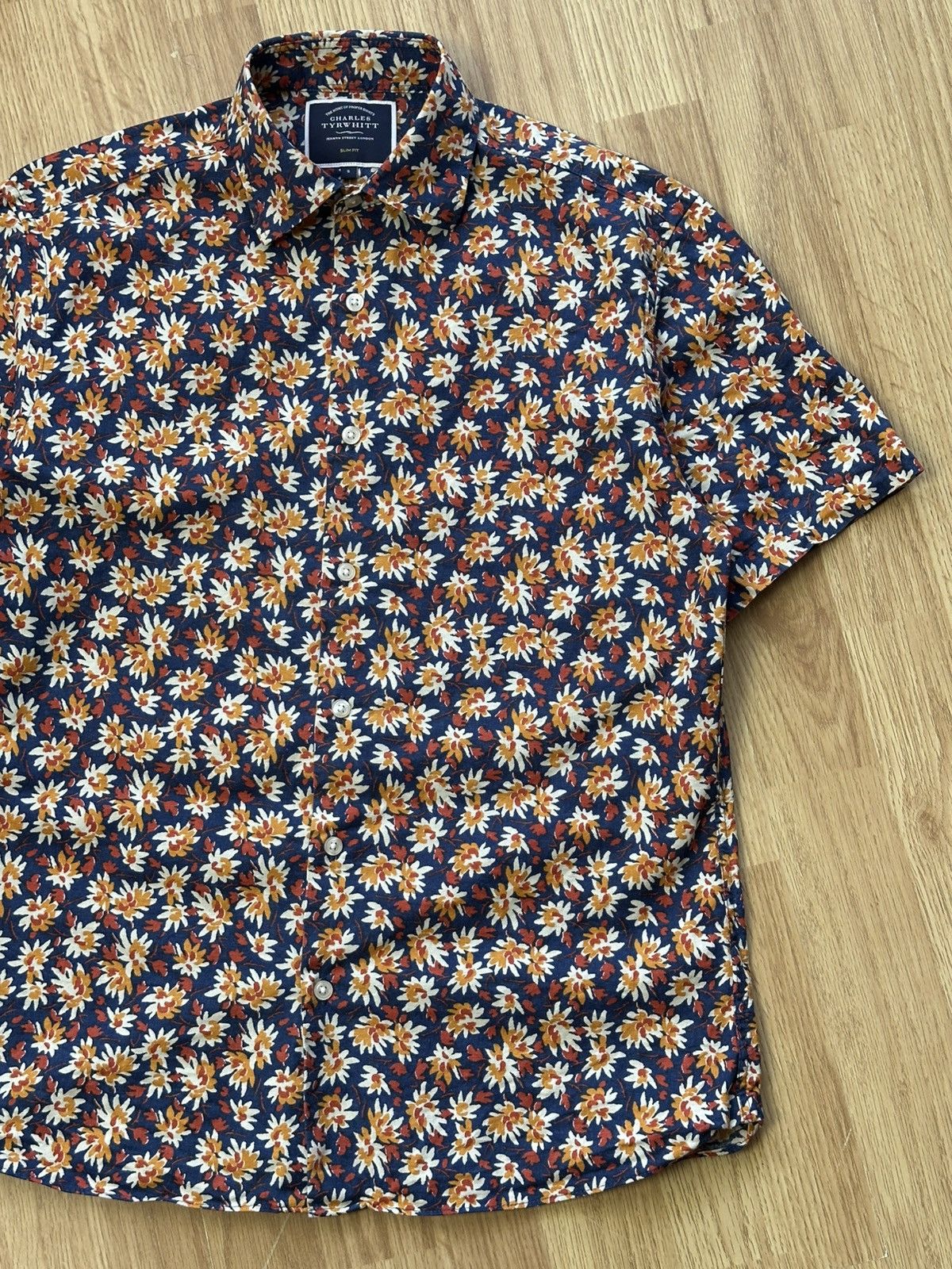 Charles Tyrwhitt 🔥 Charles Tyrwhitt Floral Hawaiian Linen Button Up Shirt Size US S / EU 44-46 / 1 - 1 Thumbnail