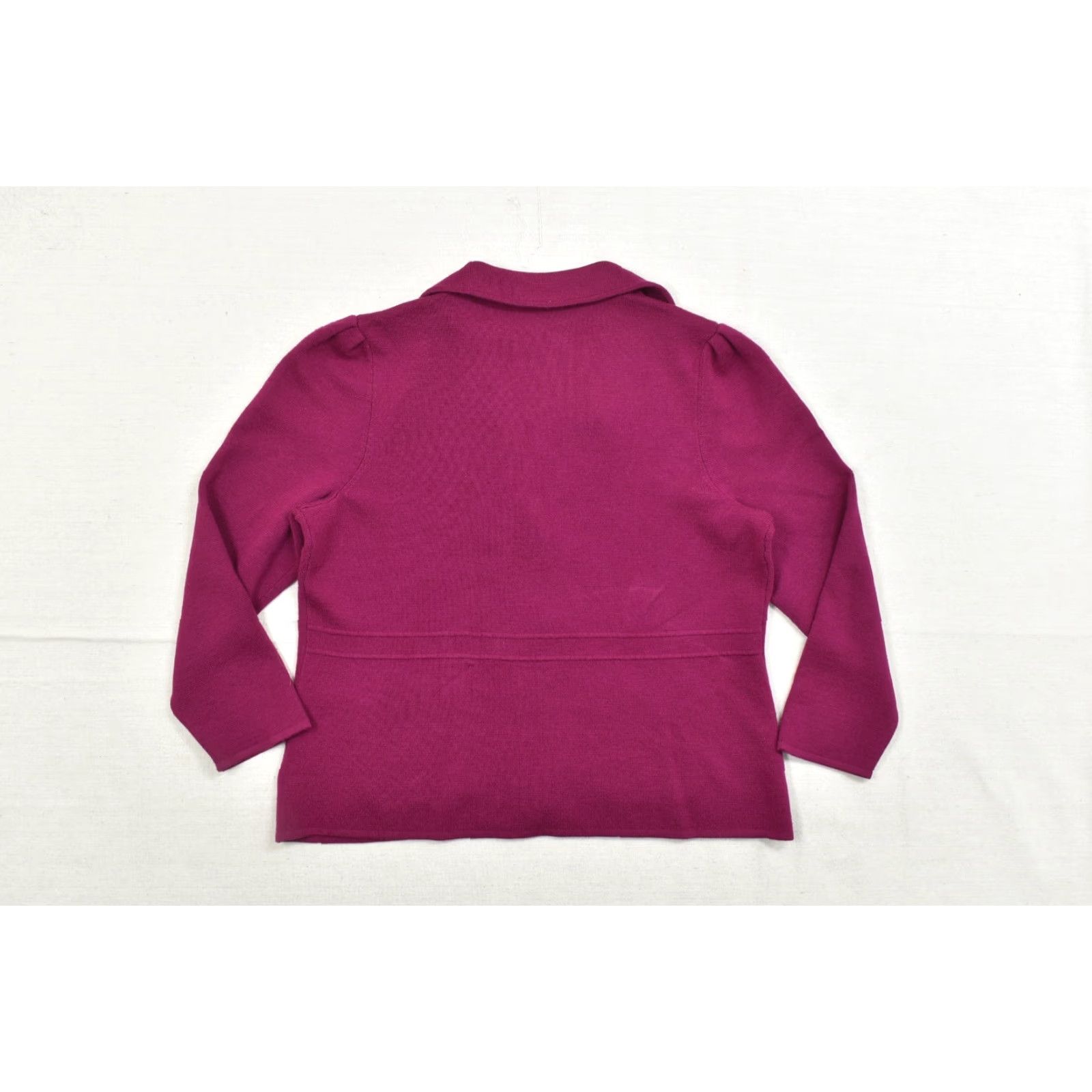 Talbots VINTAGE? No — Talbots Plus 1X Pure Merino Wool Knit Blazer Sweater Jacket Berry Pink 3-Button Cardigan Sweatshirt? Size XL / US 12-14 / IT 48-50 - 2 Thumbnail