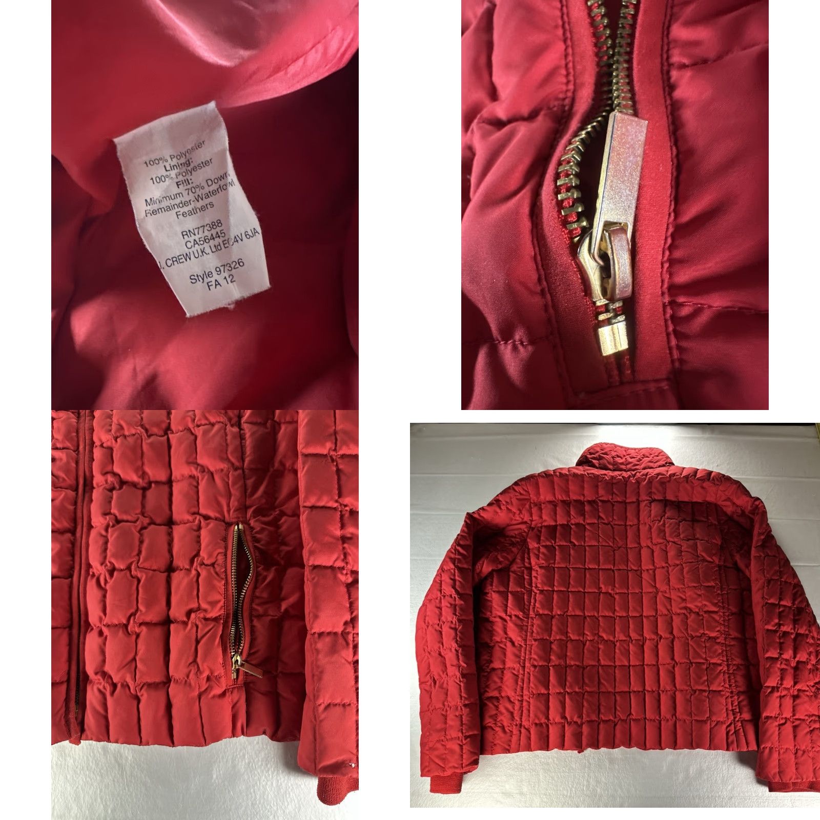 J.Crew J.CREW Snowcap Quilted Puffer Jacket Womens XL Red Down Coat Weatherproof Size XL / US 12-14 / IT 48-50 - 9 Thumbnail