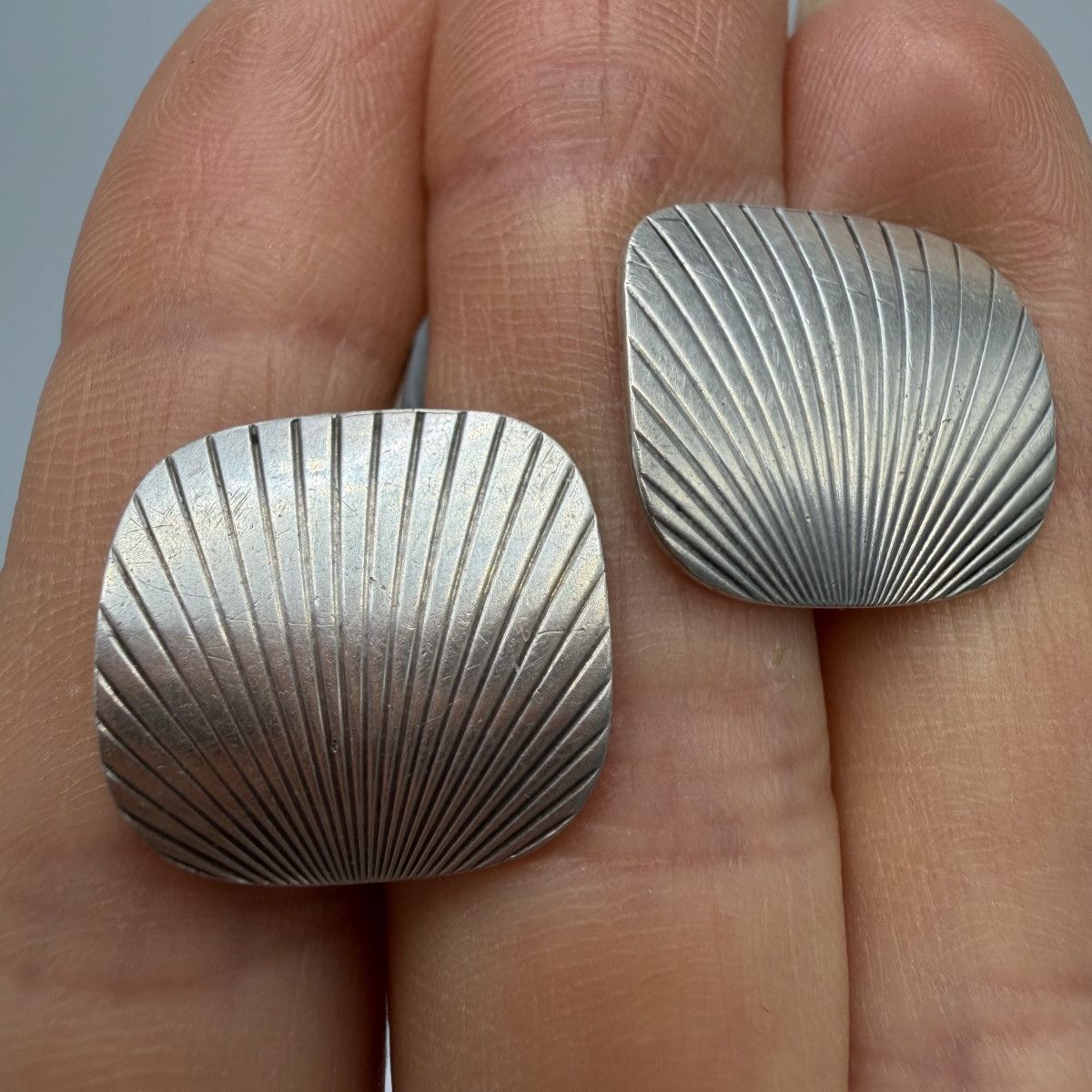Vintage Vintage German 835 Silver Cufflinks Modernist Fan Design Size ONE SIZE - 3 Thumbnail