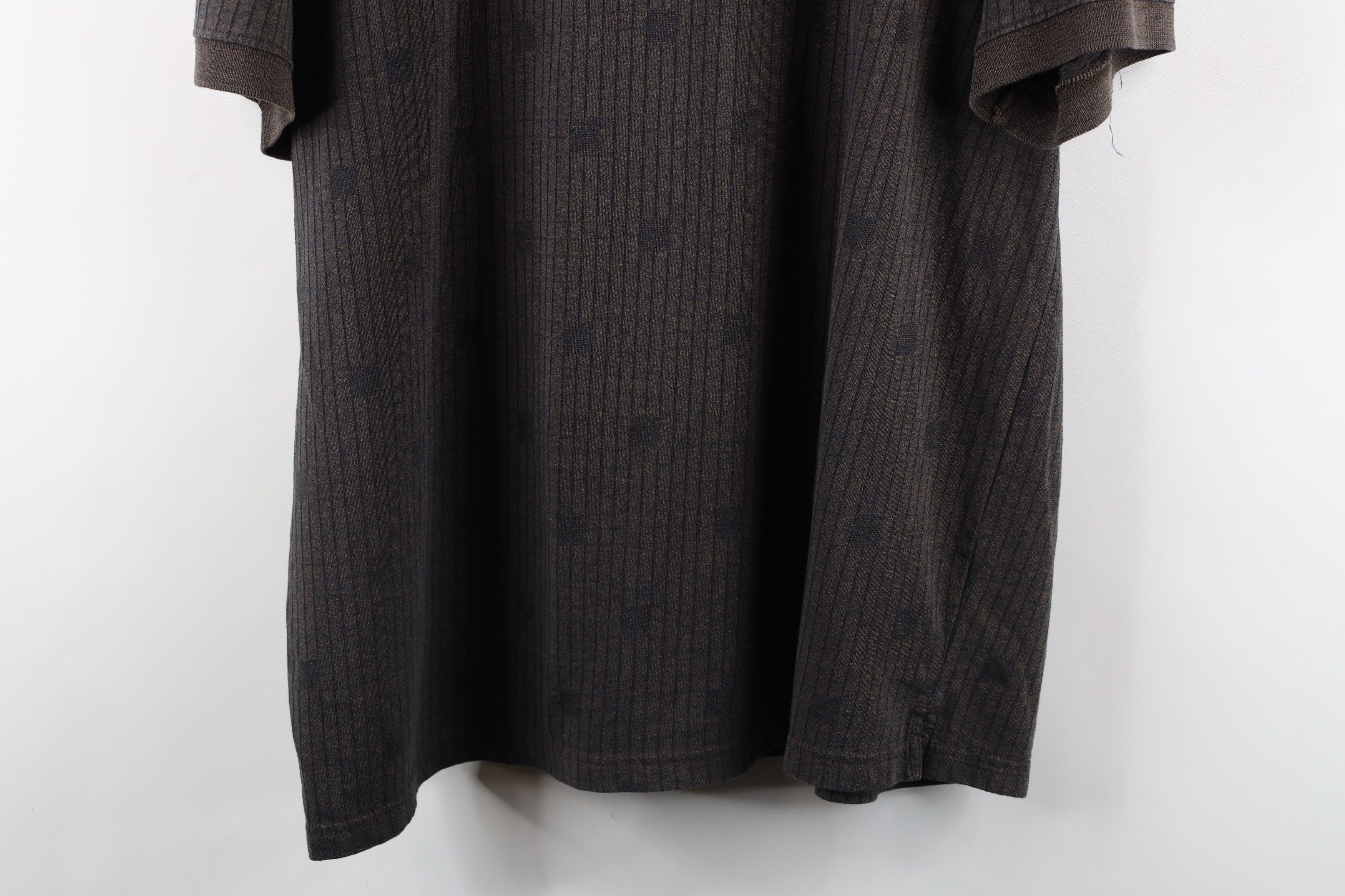Vintage Vintage 90s Streetwear Geometric Knit Polo Shirt Brown Size US L / EU 52-54 / 3 - 9 Thumbnail