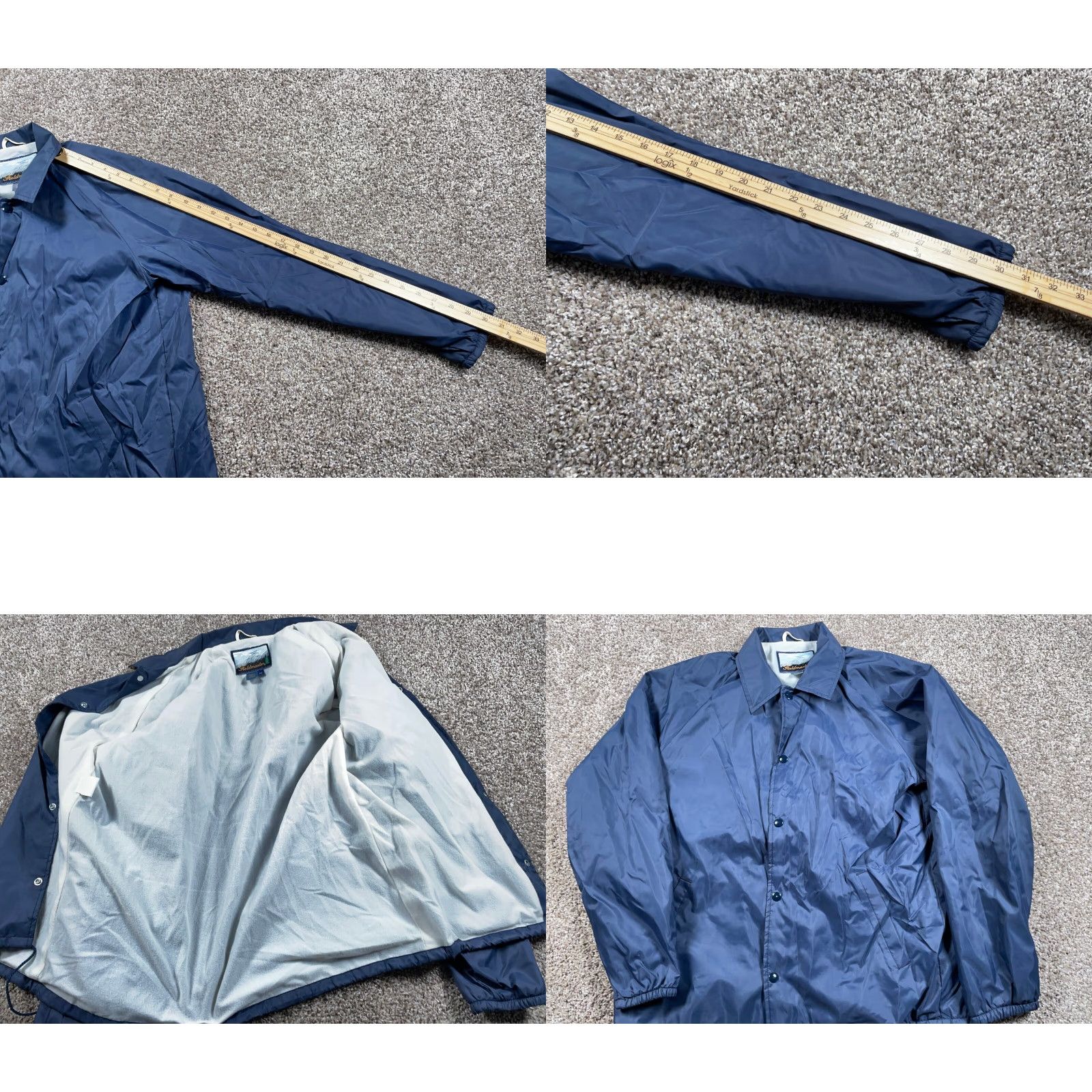 Vintage VTG Yes Fieldmaster Windbreaker Jacket Outdoor Dark Blue Medium Adult Mens Regular Snap Button Pockets Short Nylon Solid Zip Full Lining Polyester Size US M / EU 48-50 / 2 - 8 Thumbnail