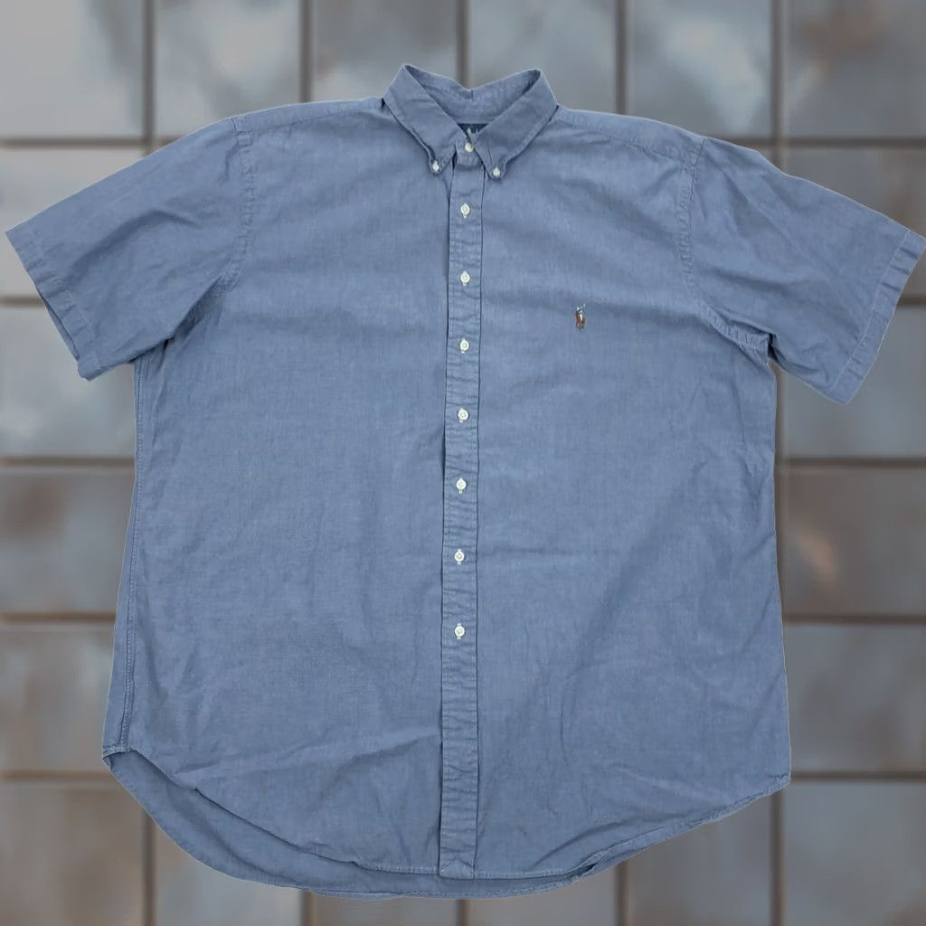 Ralph Lauren VINTAGE Ralph Lauren Shirt Polo Pony Button-Down 2XLT Tall Blue Chambray Men Size US XXL / EU 58 / 5 - 1 Thumbnail