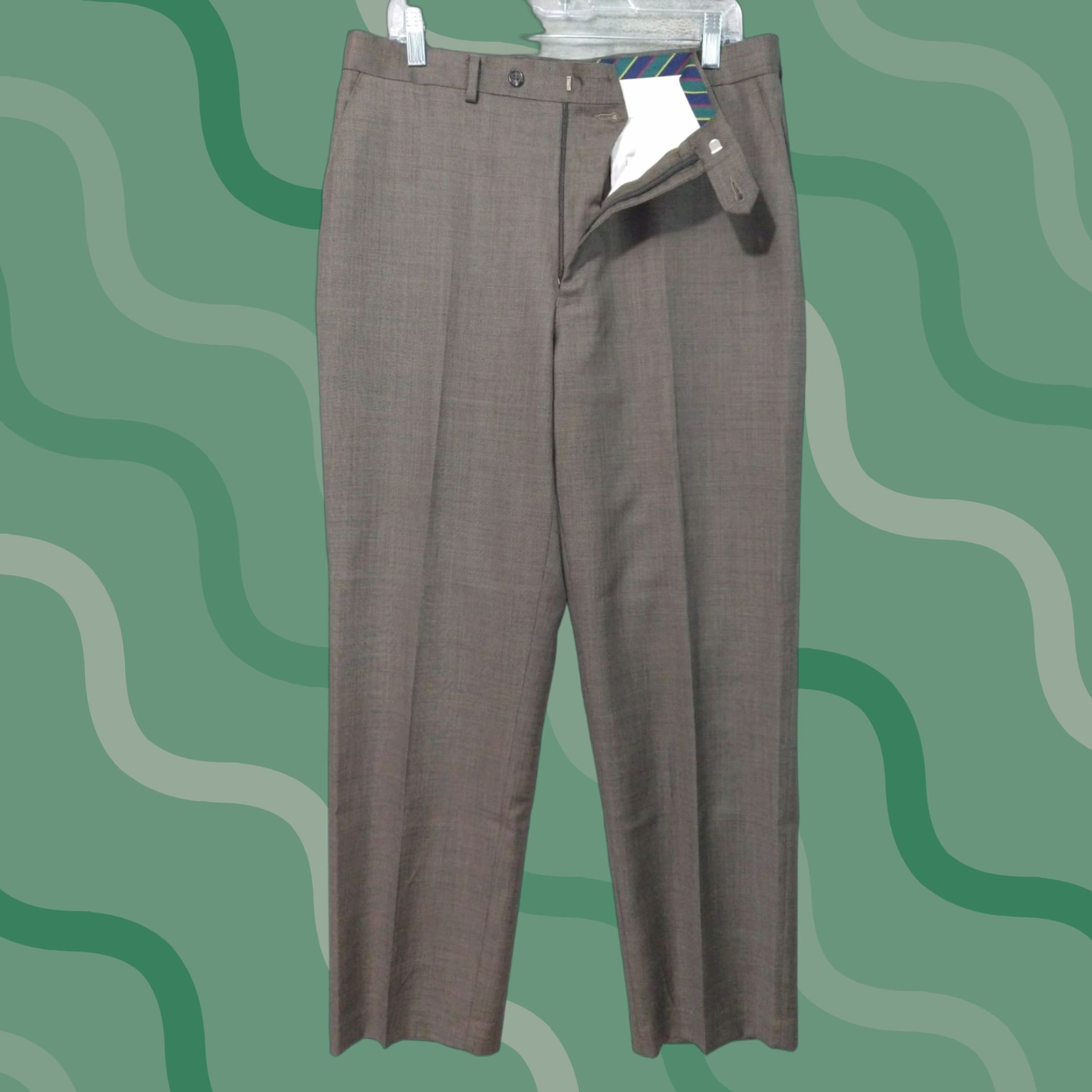 Chaps Chaps Dress Pants Mens 34x32 Wool Brown Straight Leg Flat Front Mid Rise Wool Dress Pants Mens 34 Regular Brown Vintage No Mens Size US 34 / EU 50 - 1 Thumbnail