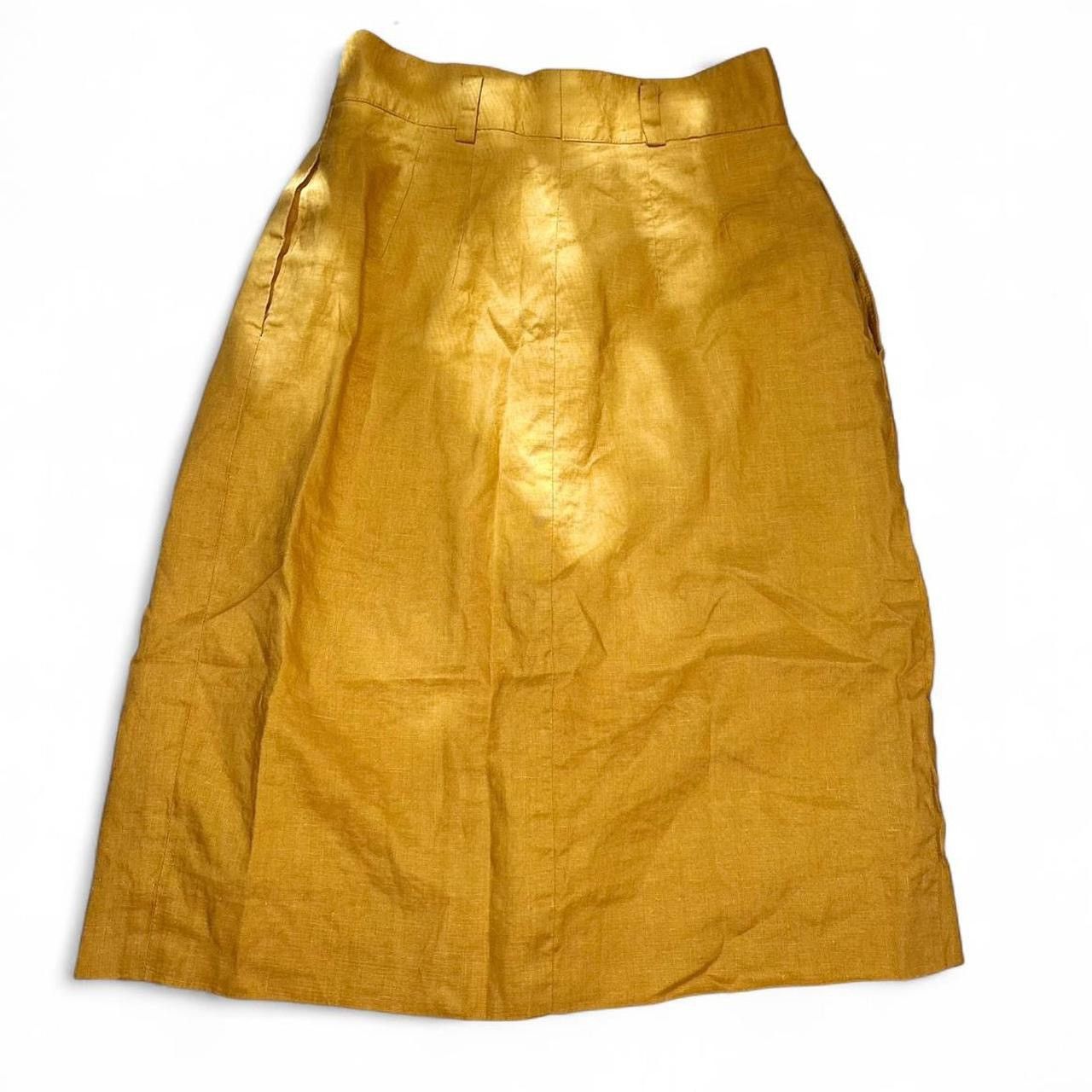 Dior Christian Dior Vintage early 80’s Mustard Yellow Linen Skirt Size 28" / US 6 / IT 42 - 4 Thumbnail